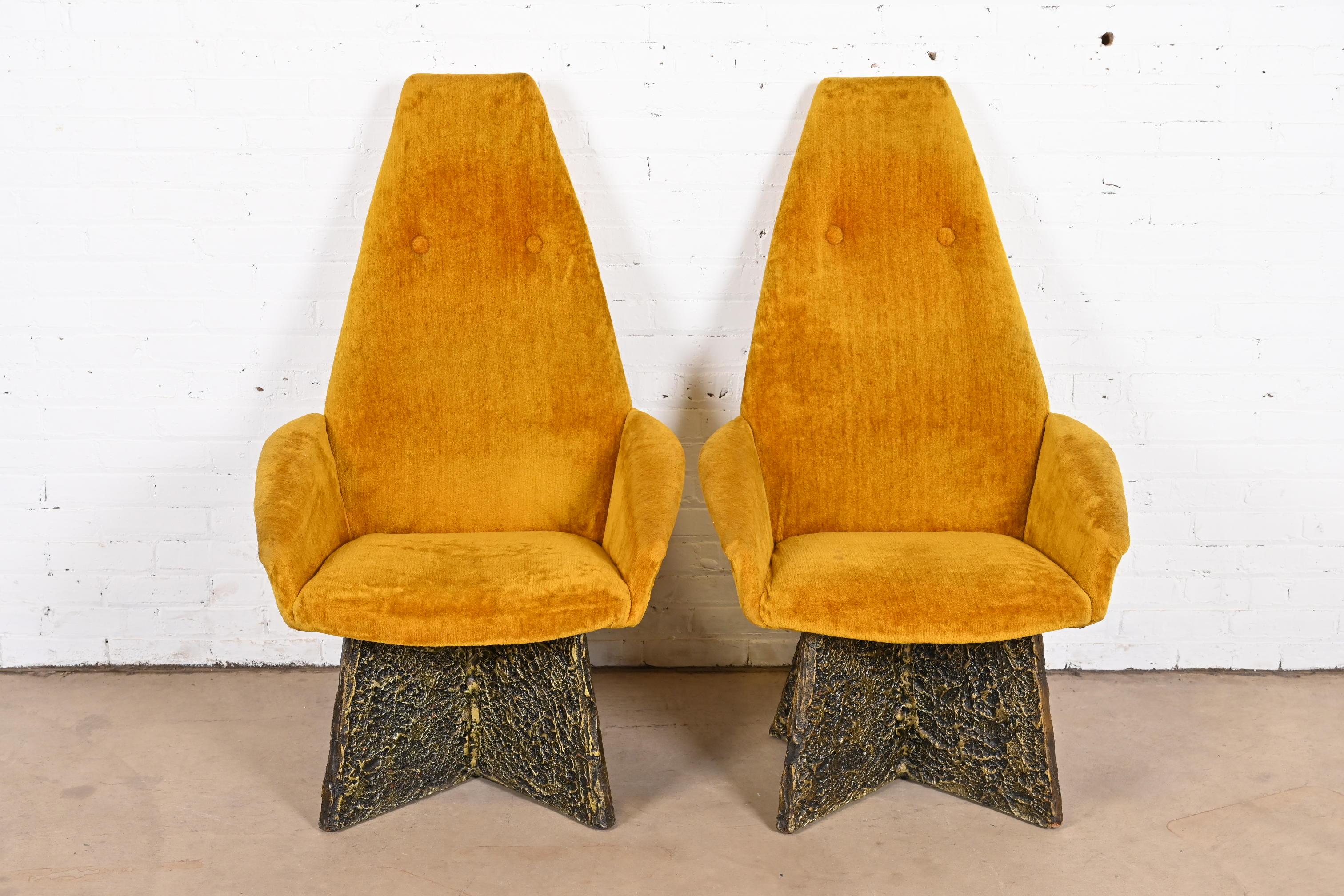 Adrian Pearsall Mid-Century Modern Brutalist High Back Lounge Chairs, Pair In Good Condition In South Bend, IN