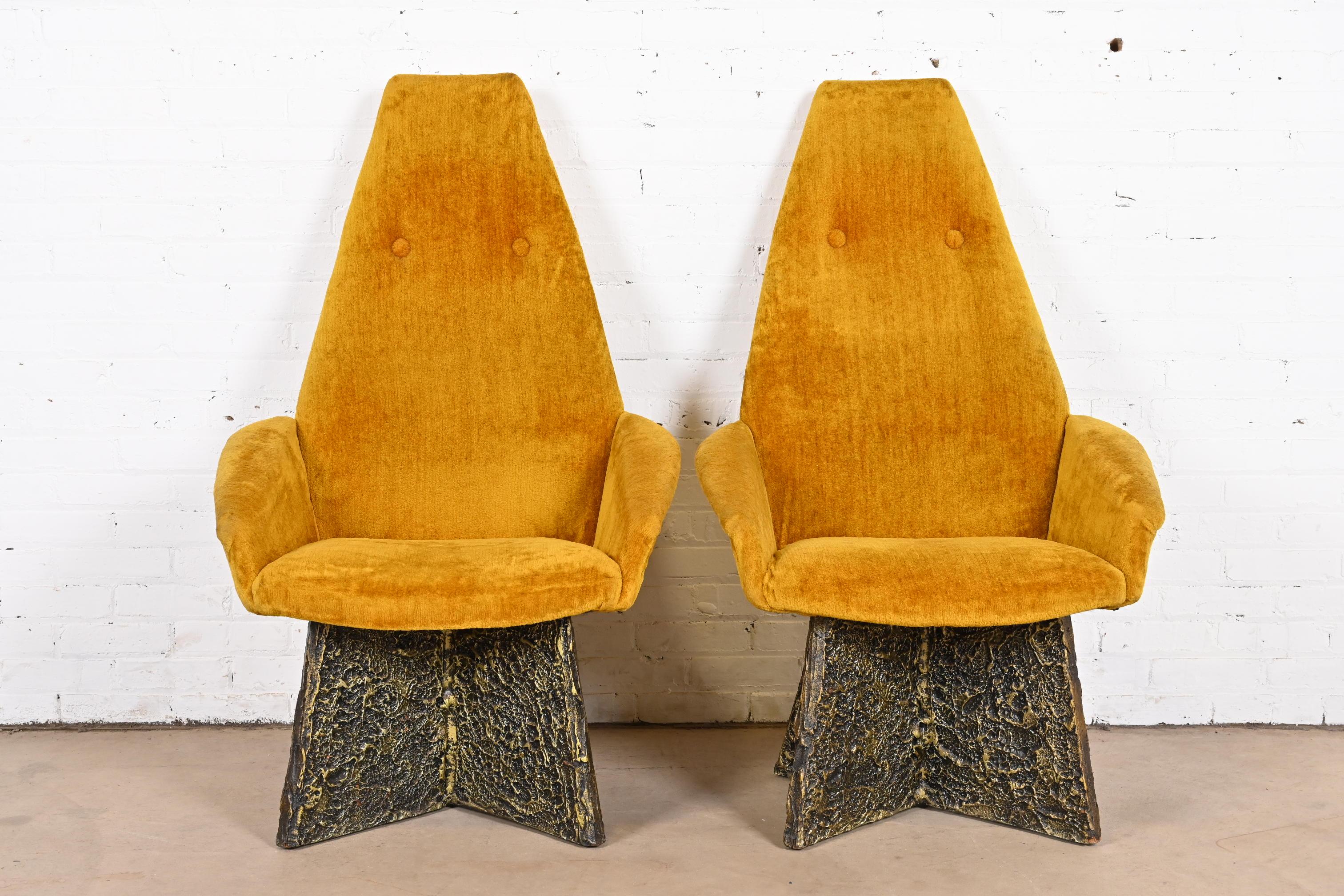 Mid-20th Century Adrian Pearsall Mid-Century Modern Brutalist High Back Lounge Chairs, Pair