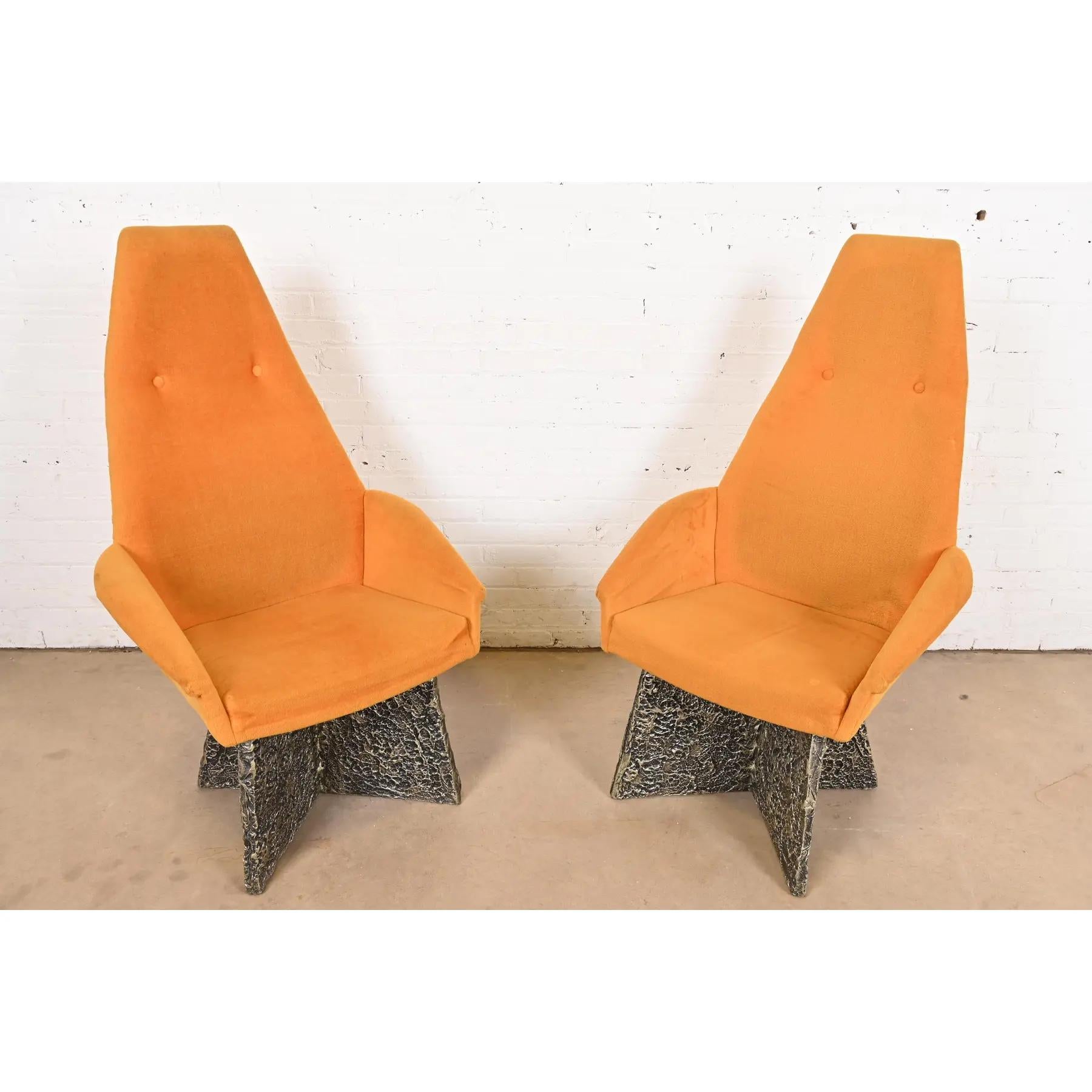 Mid-20th Century Adrian Pearsall Mid-Century Modern Brutalist High Back Lounge Chairs, Pair
