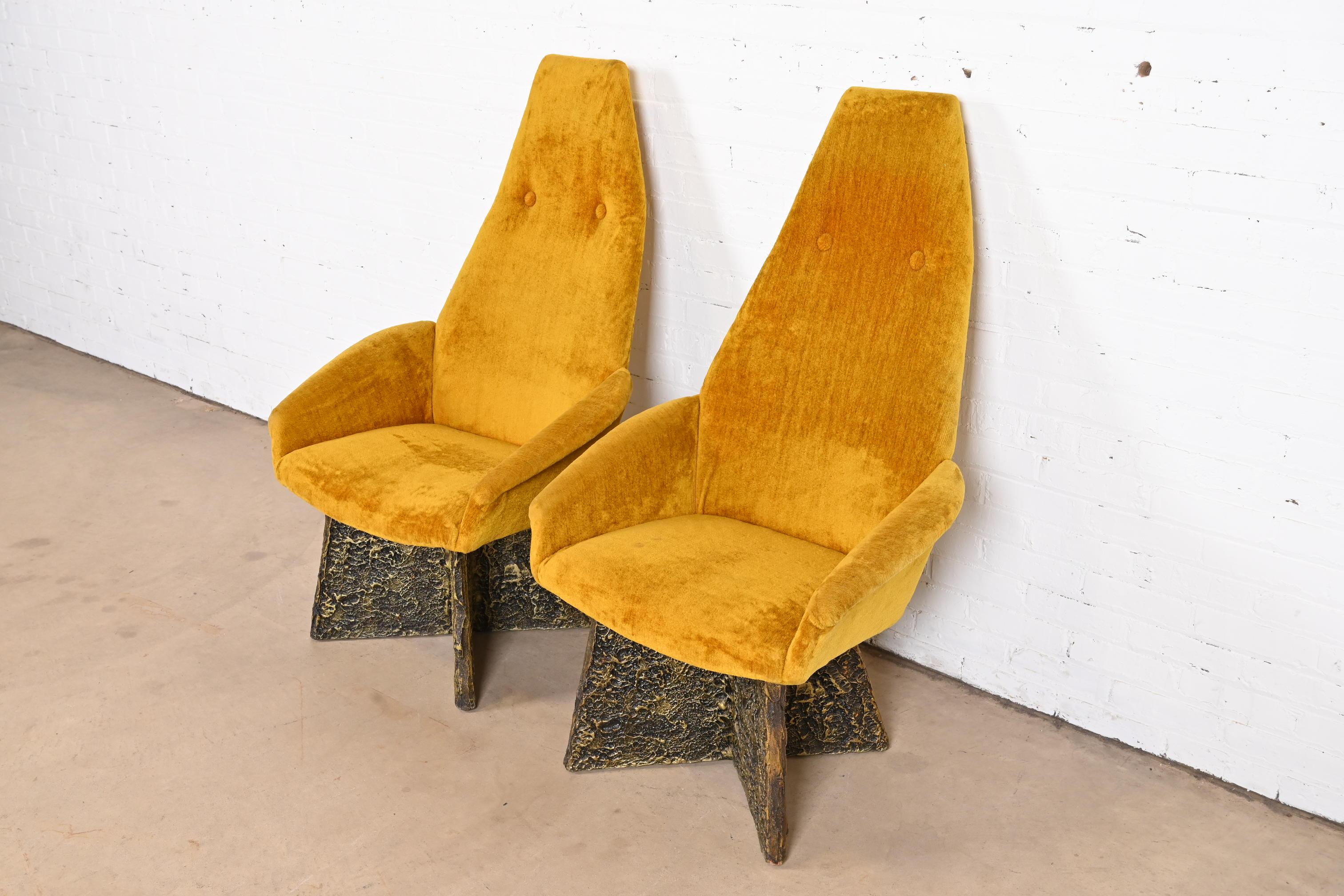 Adrian Pearsall Mid-Century Modern Brutalist High Back Lounge Chairs, Pair 1