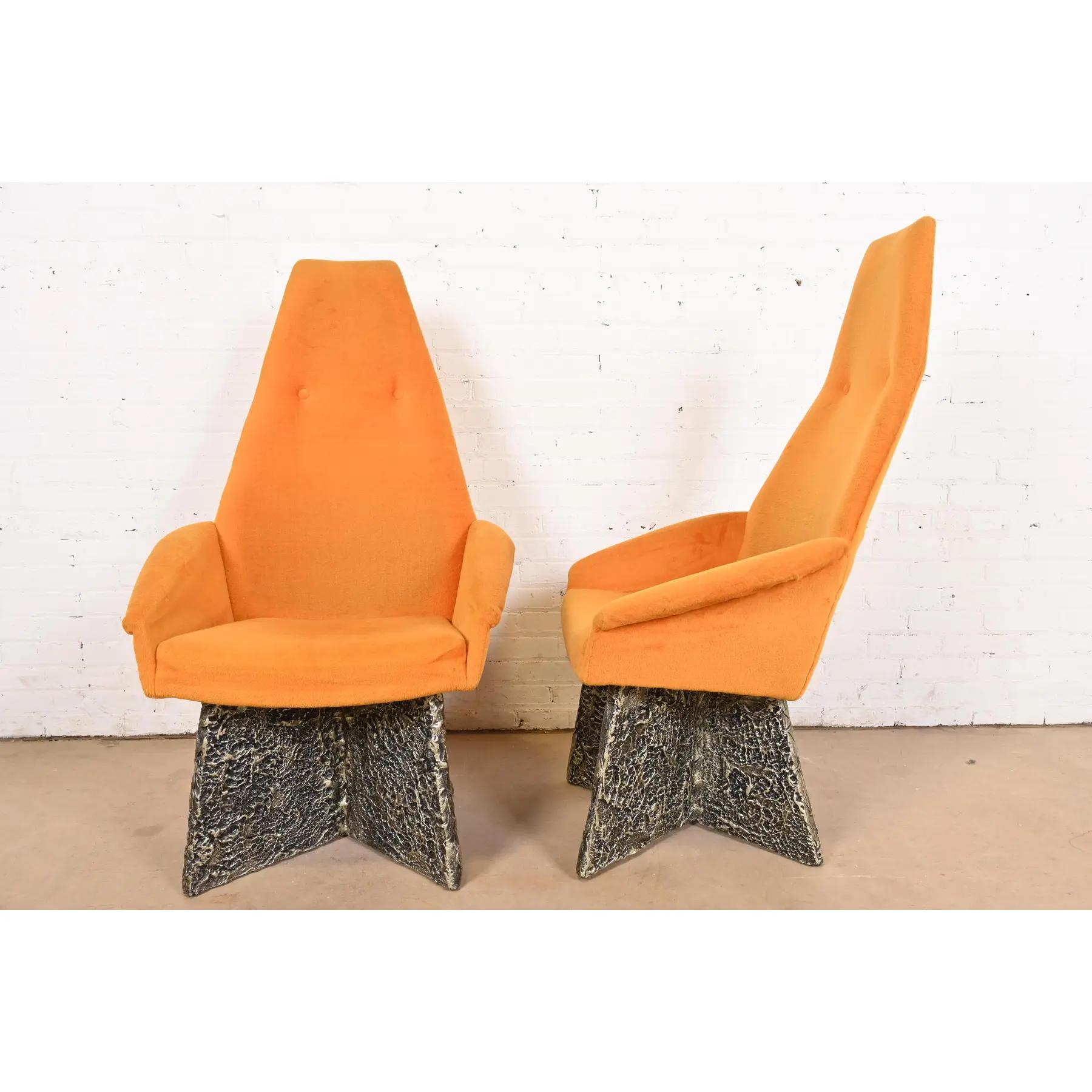 Adrian Pearsall Mid-Century Modern Brutalist High Back Lounge Chairs, Pair 1