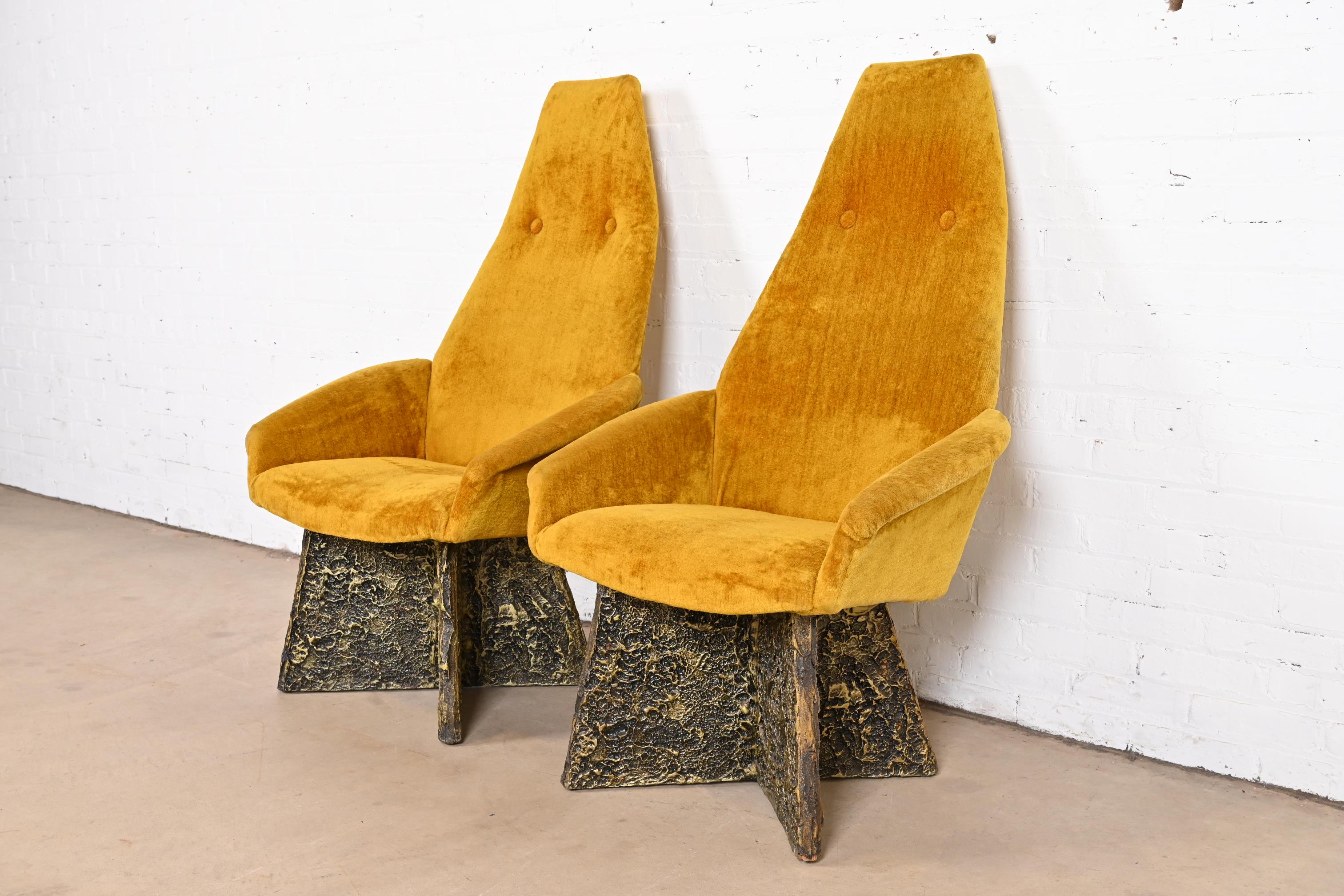 Adrian Pearsall Mid-Century Modern Brutalist High Back Lounge Chairs, Pair 2