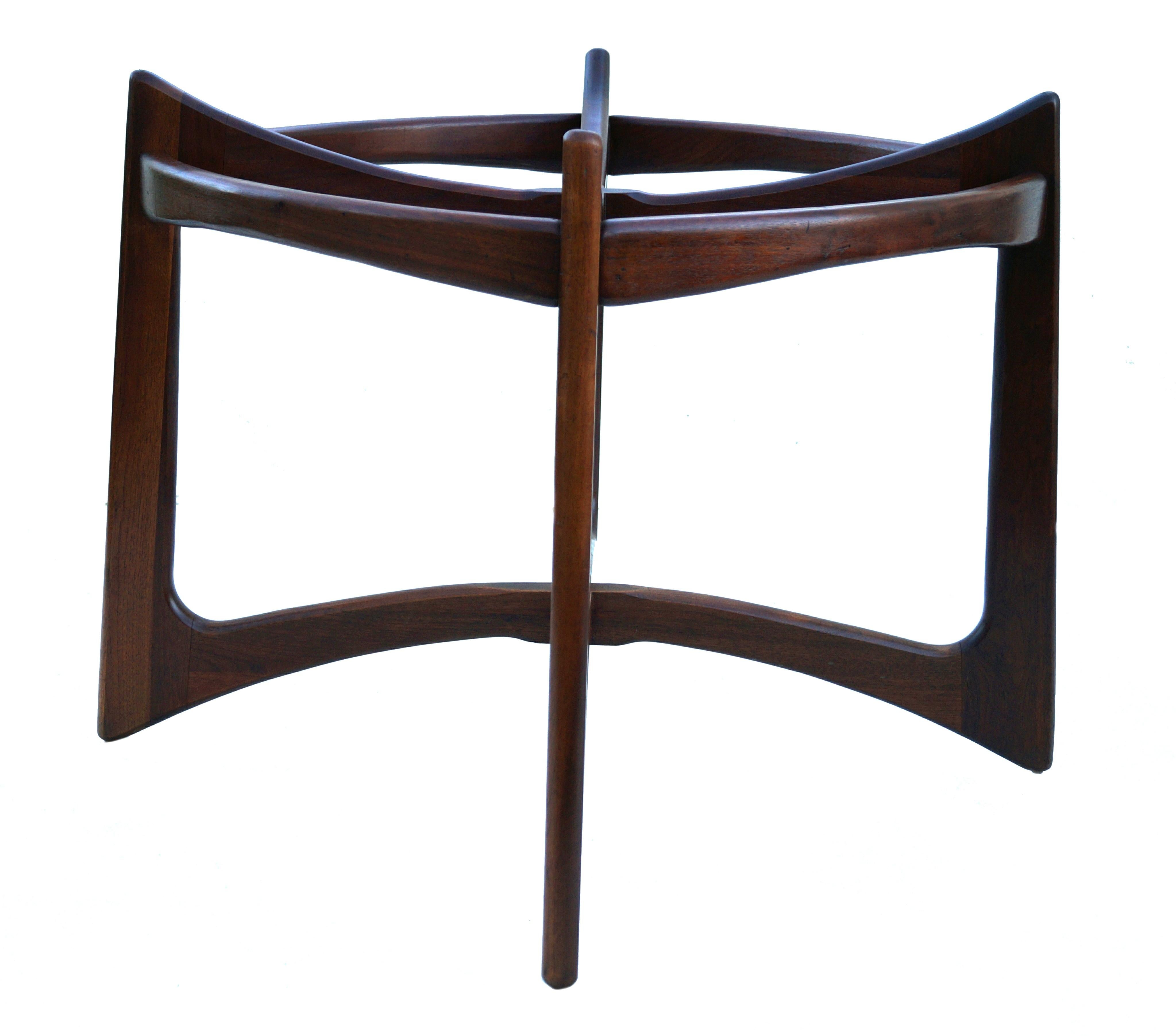 American Adrian Pearsall Mid-Century Modern Craft Assoc. Compass Walnut Dining Table Base For Sale