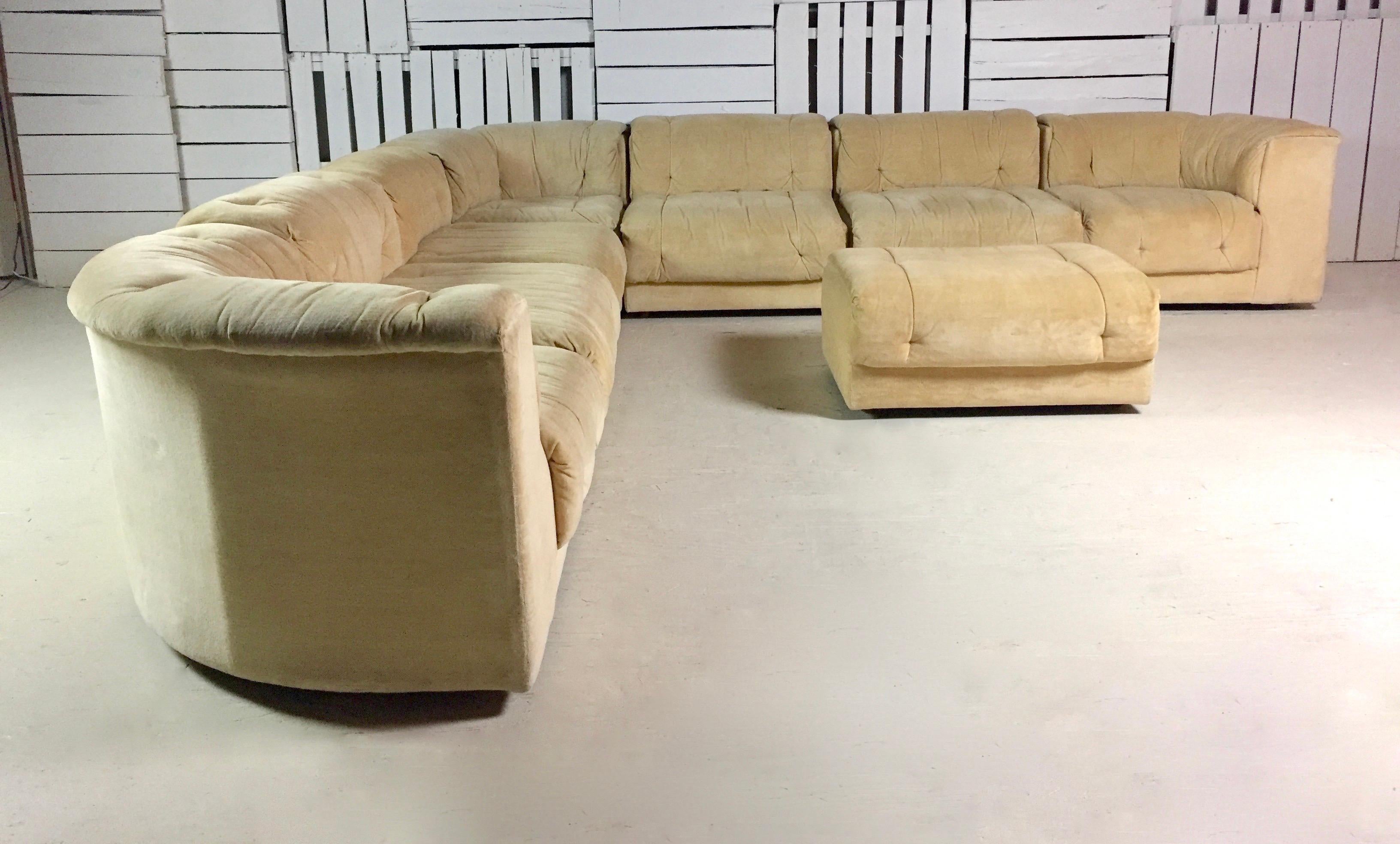 American Adrian Pearsall Mid-Century Modern Craft Associates Suede Modular Sectional Sofa