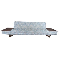 Adrian Pearsall Mid Century Modern Walnut Flame Stitch Platform Sofa 110"