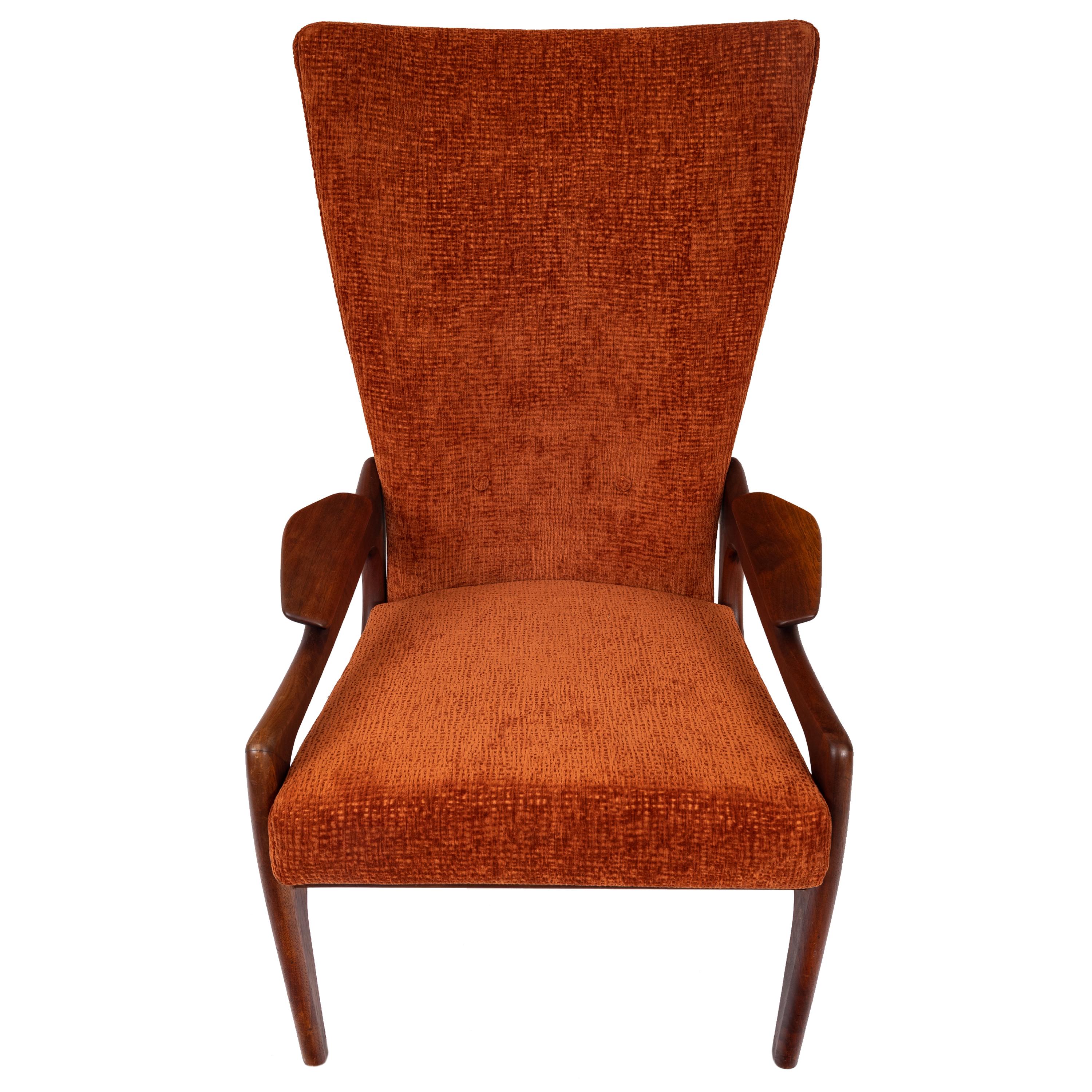 American Adrian Pearsall Mid-Century Modern Walnut Lounge Armchair Craft Associates, 1960