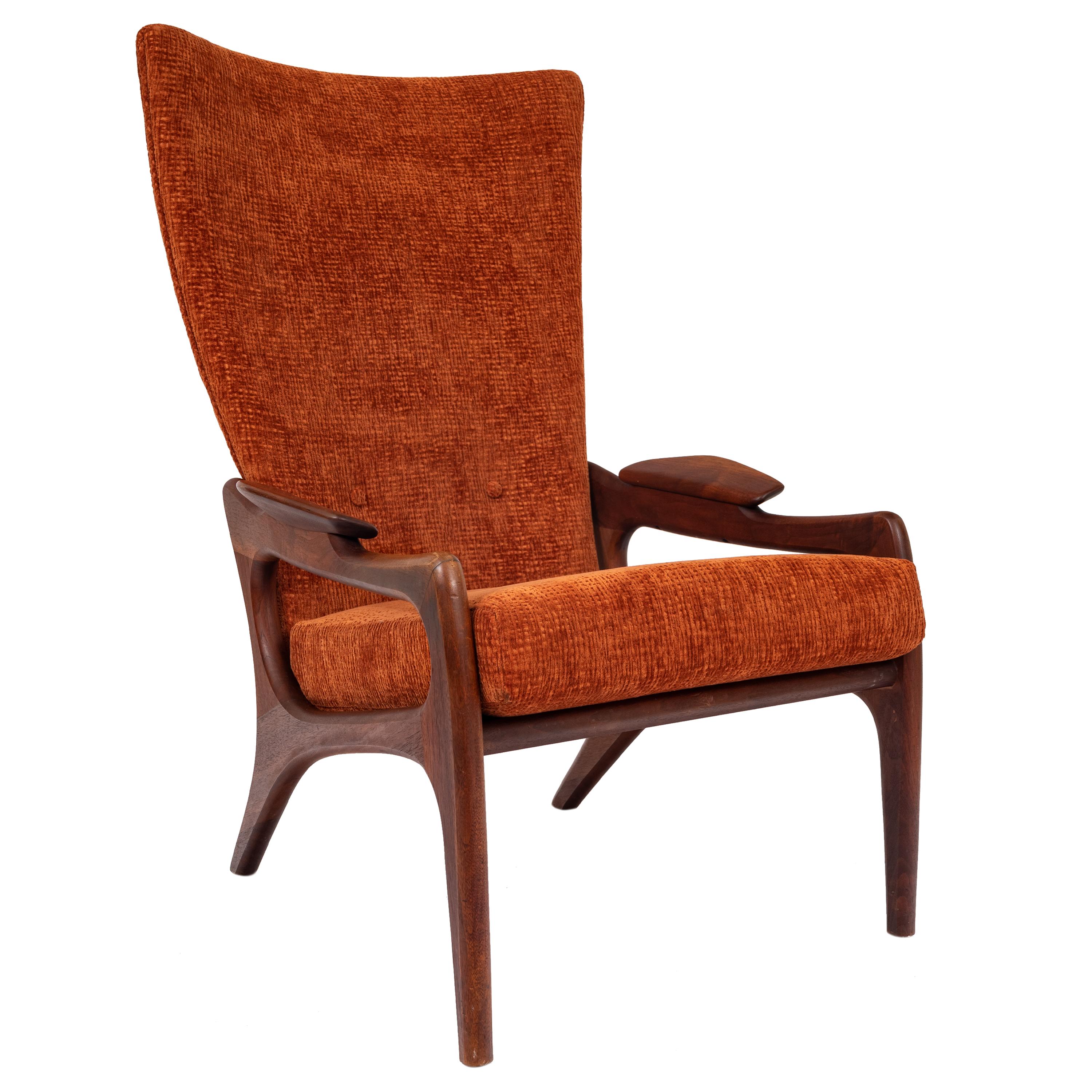 Adrian Pearsall Mid-Century Modern Walnut Lounge Armchair Craft Associates, 1960 In Good Condition In Portland, OR