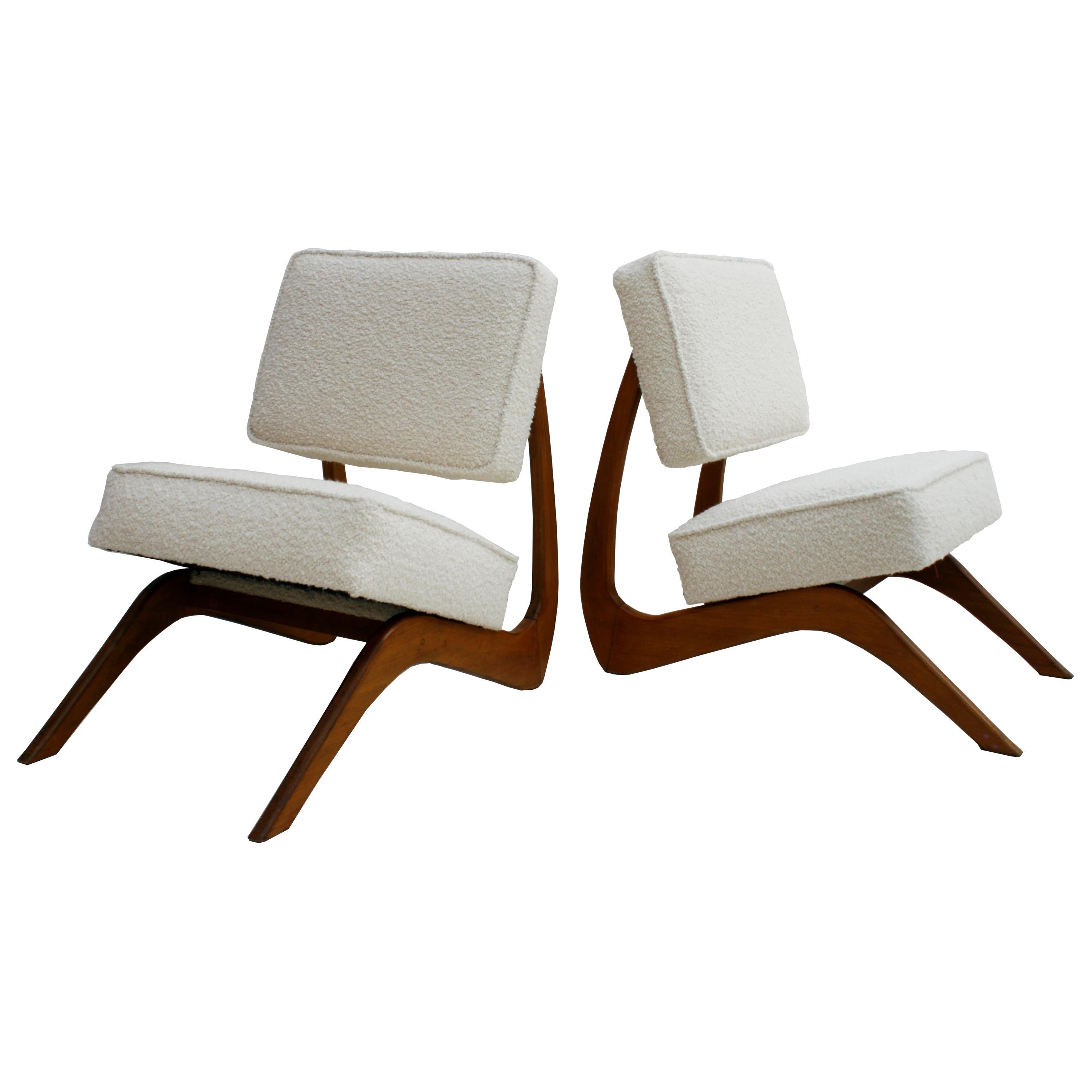 Adrian Pearsall Mid-Century Modern Walnut Pair of American Lounge Chairs