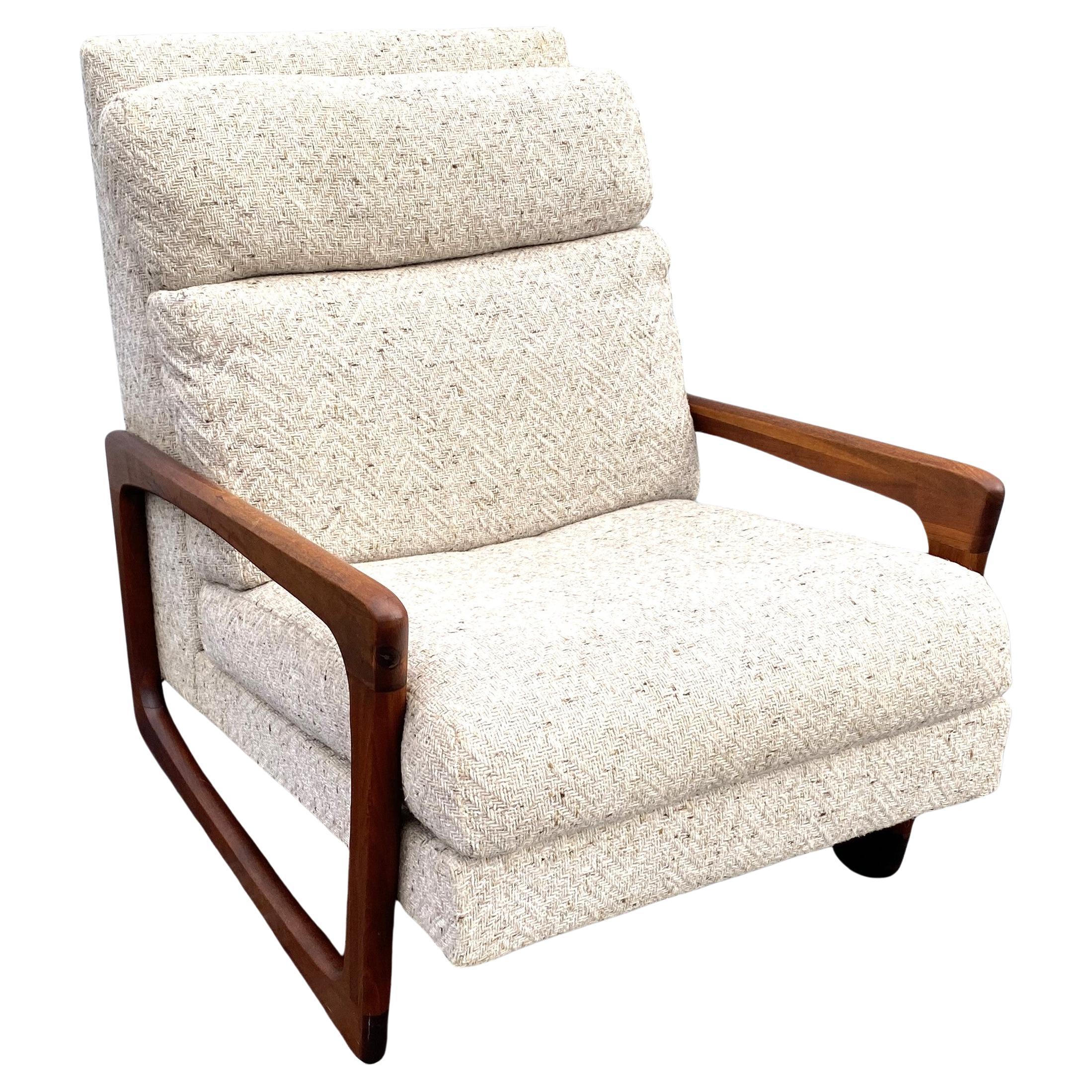 Adrian Pearsall Mid Century Modern Walnut Upholstered Arm Lounge Chair For Sale