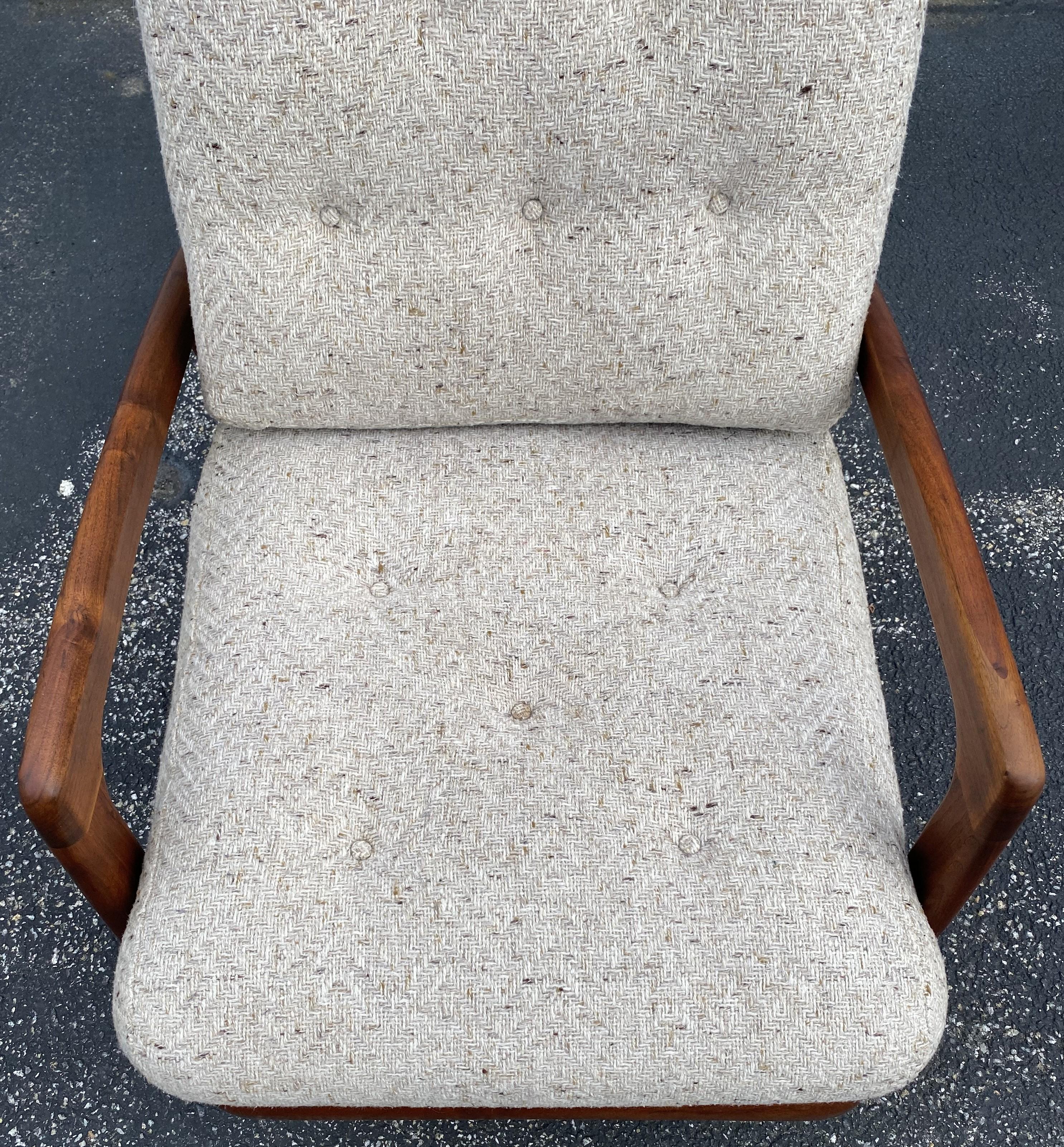 Adrian Pearsall Mid Century Modern Walnut Upholstered Reclining Arm Lounge Chair For Sale 7