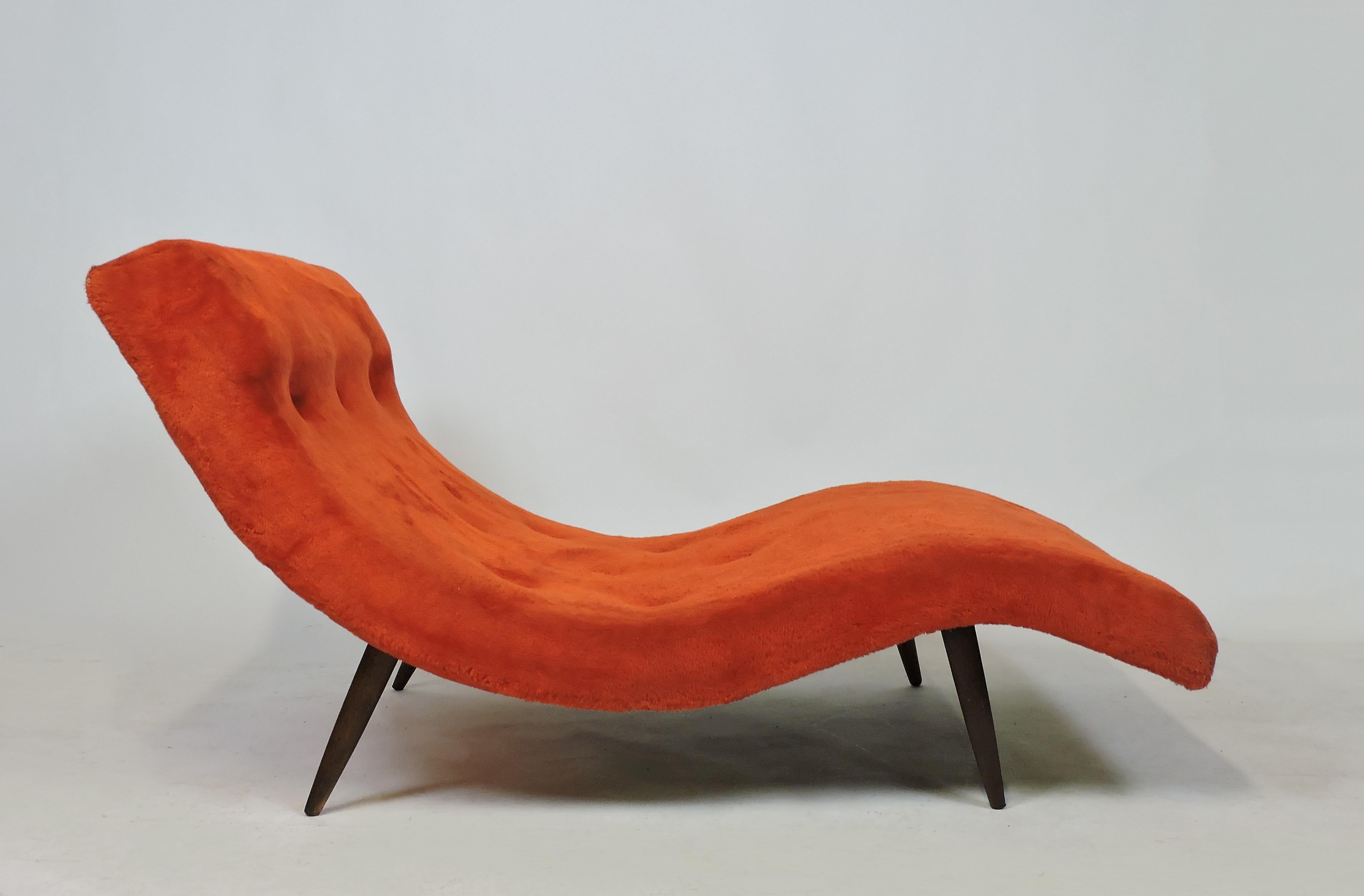 American Adrian Pearsall Mid-Century Modern Wave Chaise Lounge Chair Sofa Model 108-C