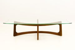 Adrian Pearsall Mid Century Ribbon Coffee Table with Stingray Glass Top