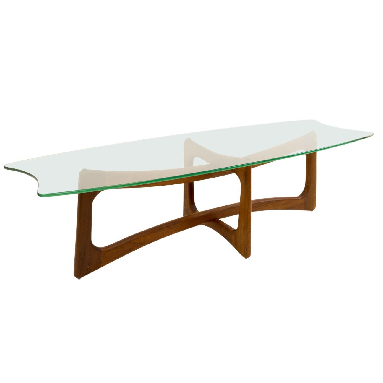 Adrian Pearsall Mid Century Ribbon Coffee Table with Stingray Glass Top