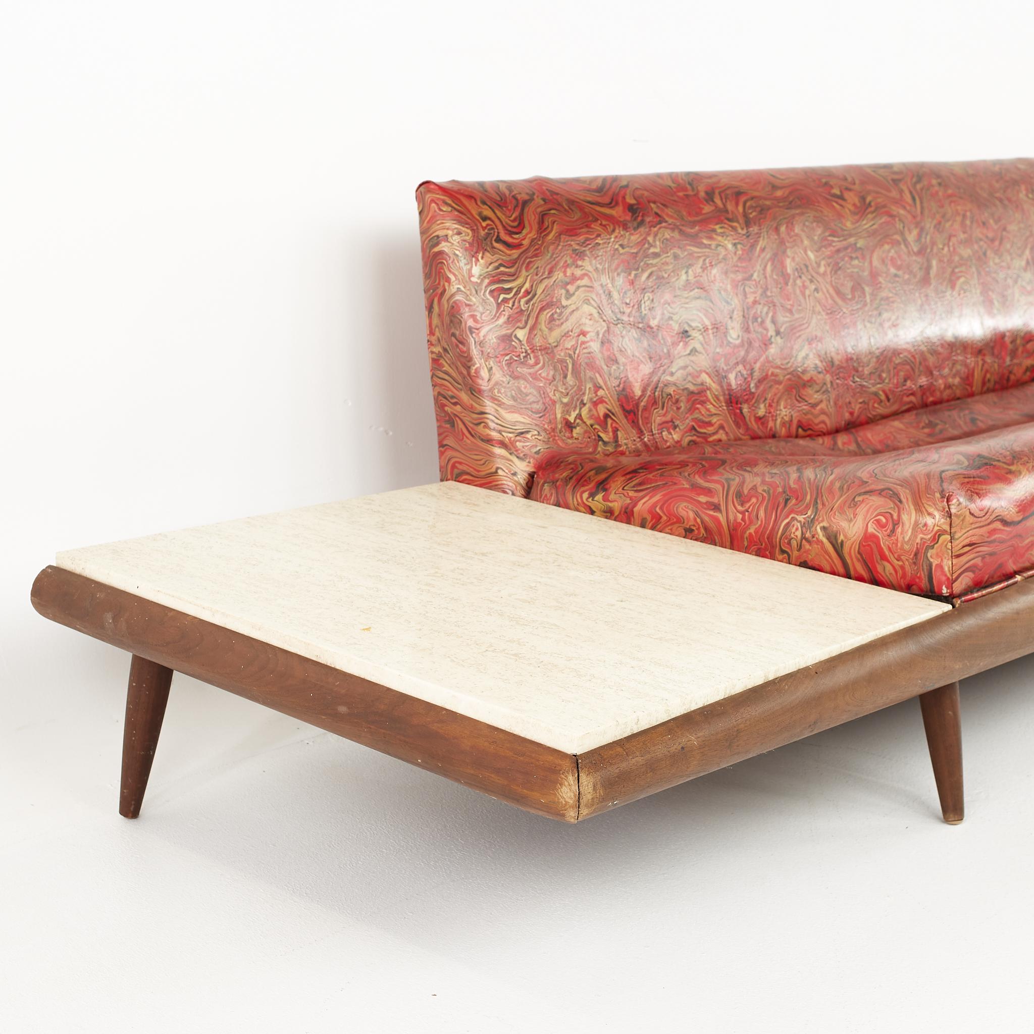 Mid-Century Modern Adrian Pearsall Mid Century Travertine and Walnut Platform Sofa