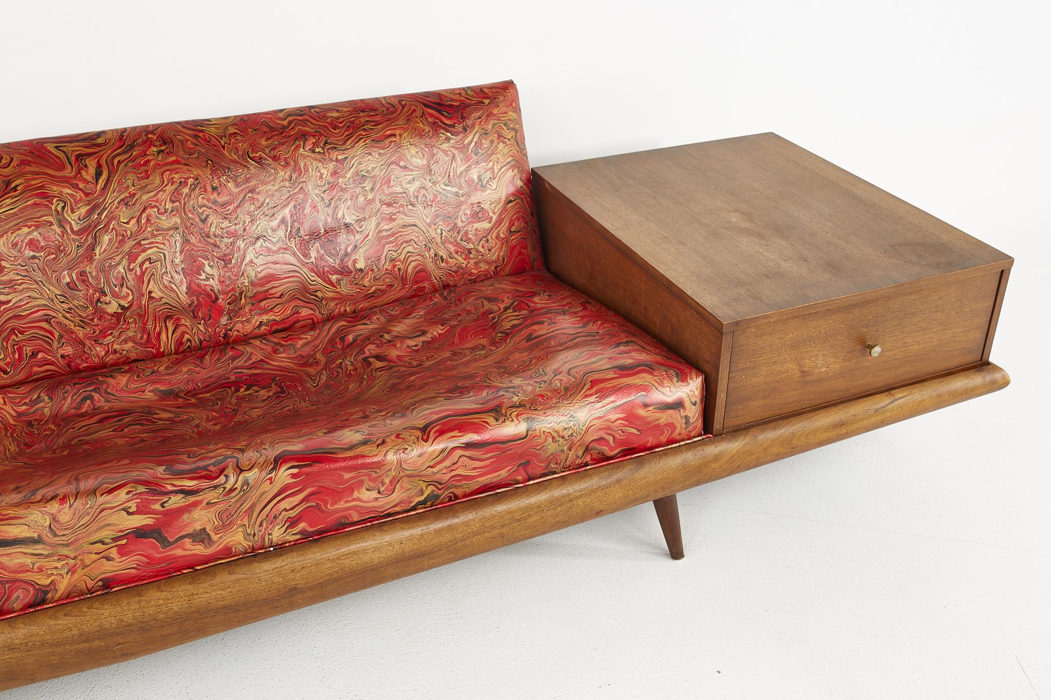 Upholstery Adrian Pearsall Mid Century Travertine and Walnut Platform Sofa
