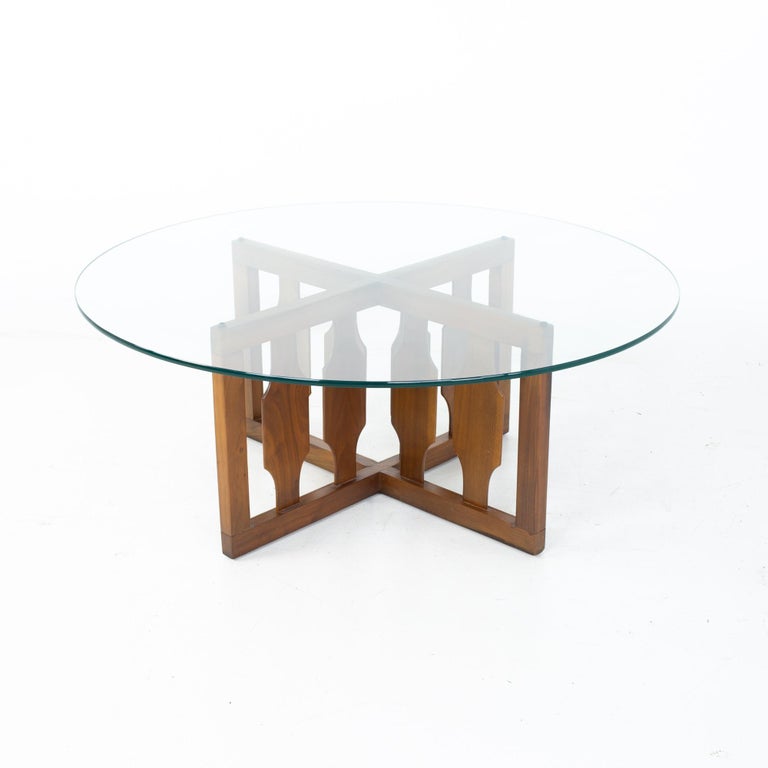 Adrian Pearsall Mid Century Walnut And Glass Coffee Table And Ottoman Set For Sale At 1stdibs