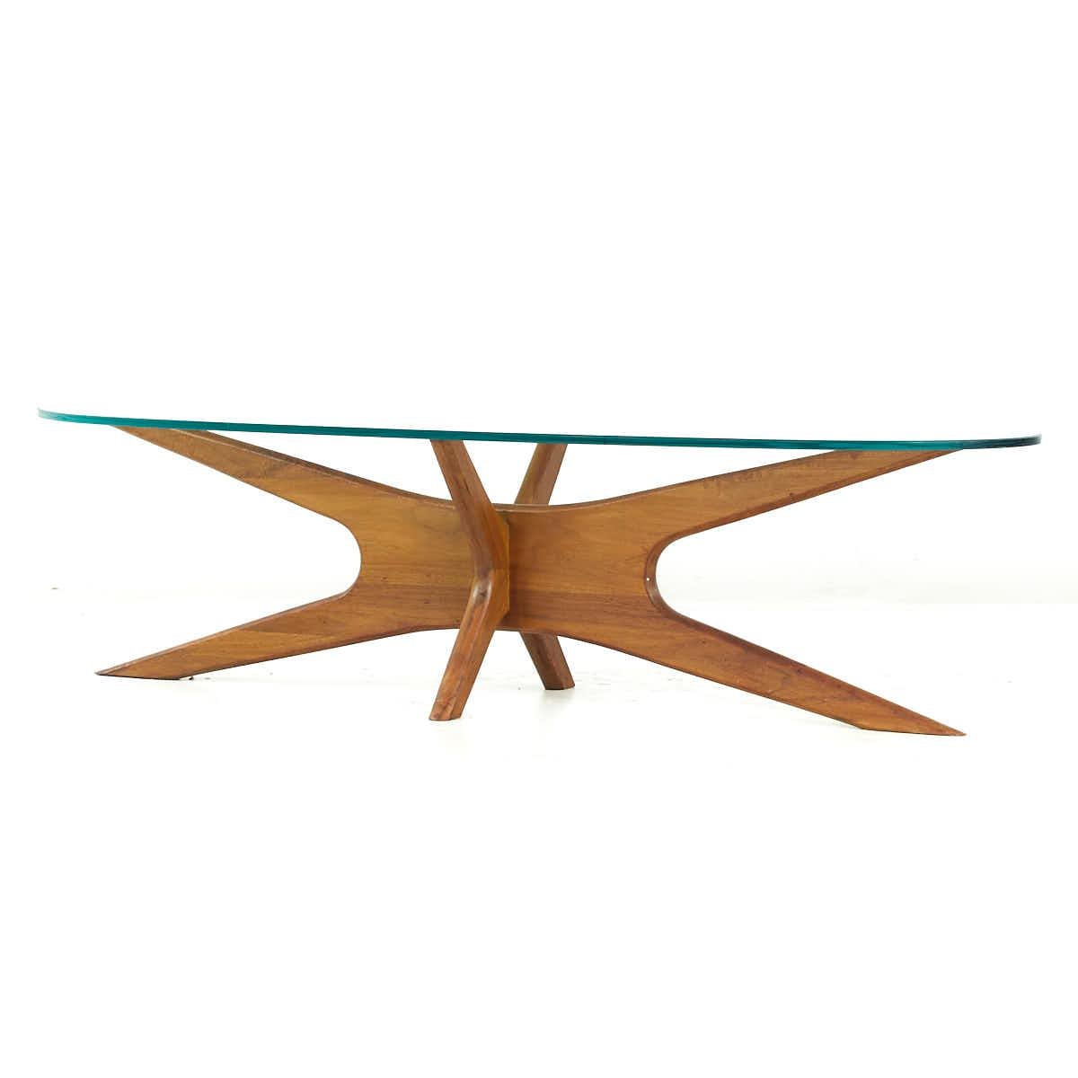 Mid-Century Modern Adrian Pearsall Mid Century Walnut and Glass Jacks Coffee Table For Sale
