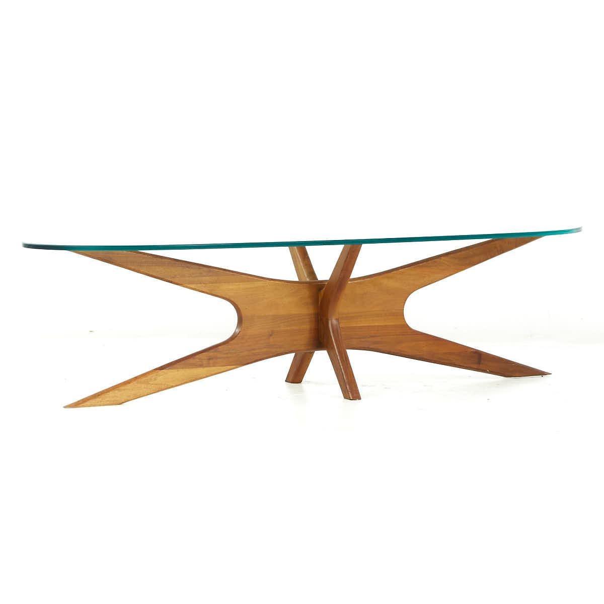 Late 20th Century Adrian Pearsall Mid Century Walnut and Glass Jacks Coffee Table For Sale