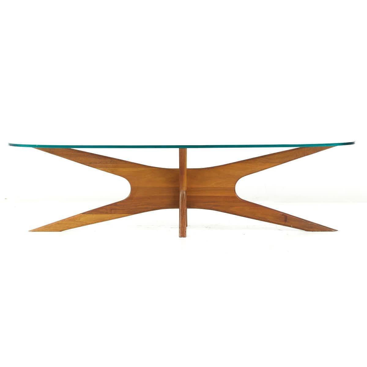 Adrian Pearsall Mid Century Walnut and Glass Jacks Coffee Table For Sale 1