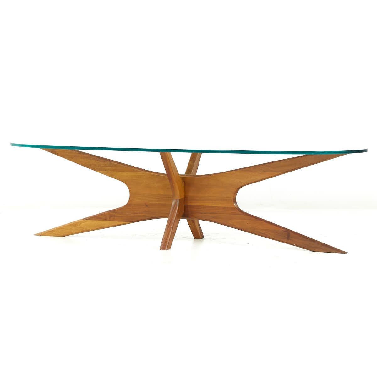 Adrian Pearsall Mid Century Walnut and Glass Jacks Coffee Table For Sale 2