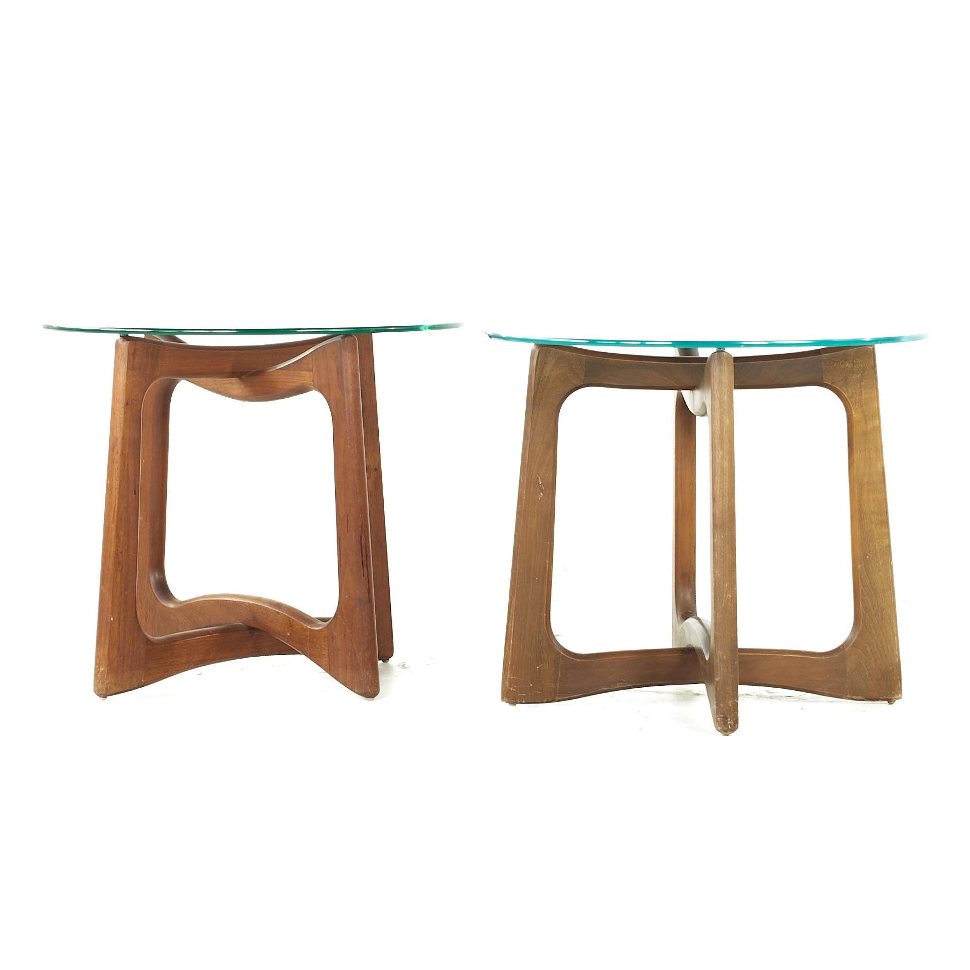 Mid-Century Modern Adrian Pearsall Midcentury Walnut and Glass Side Tables, Pair For Sale