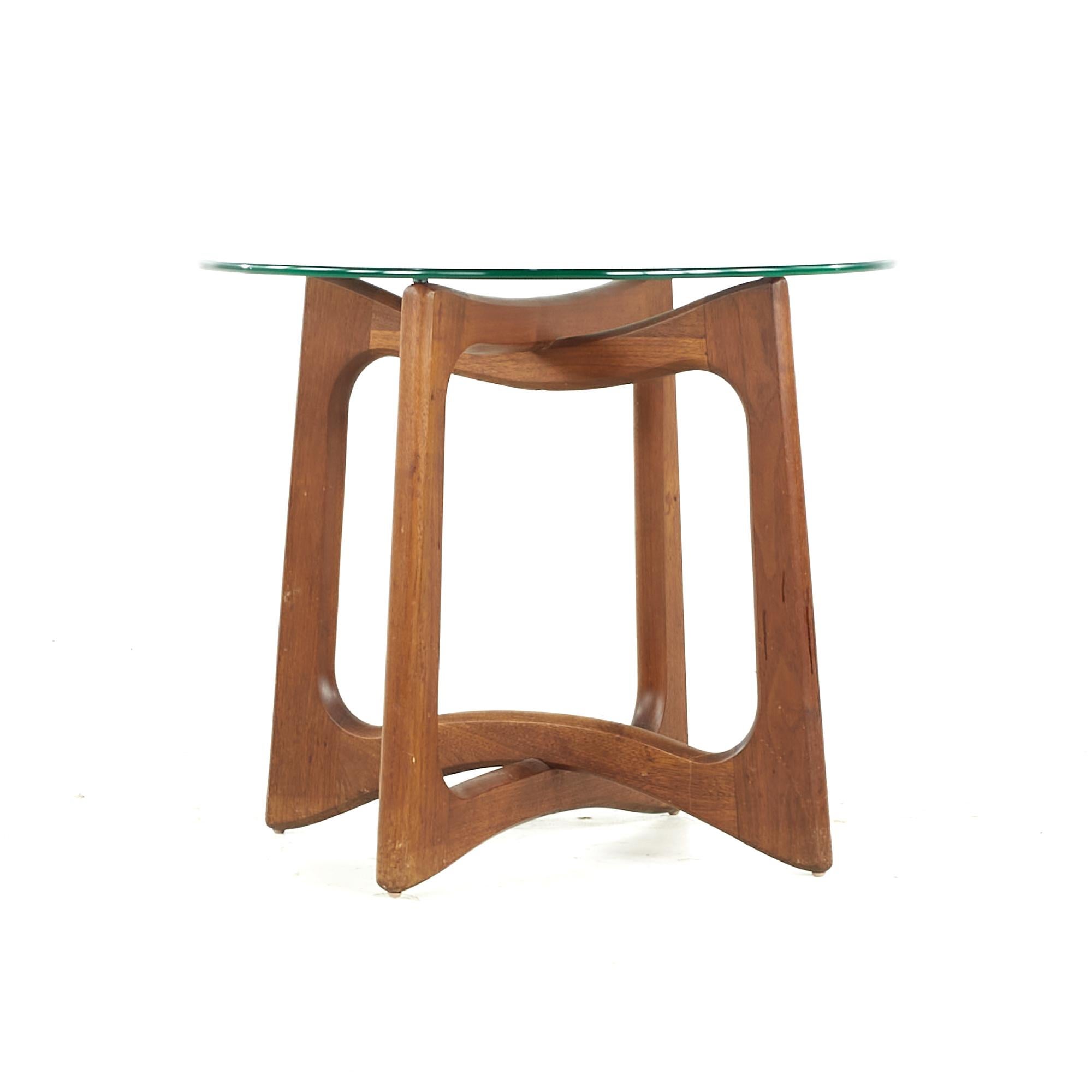 Adrian Pearsall Midcentury Walnut and Glass Side Tables, Pair In Good Condition For Sale In Countryside, IL