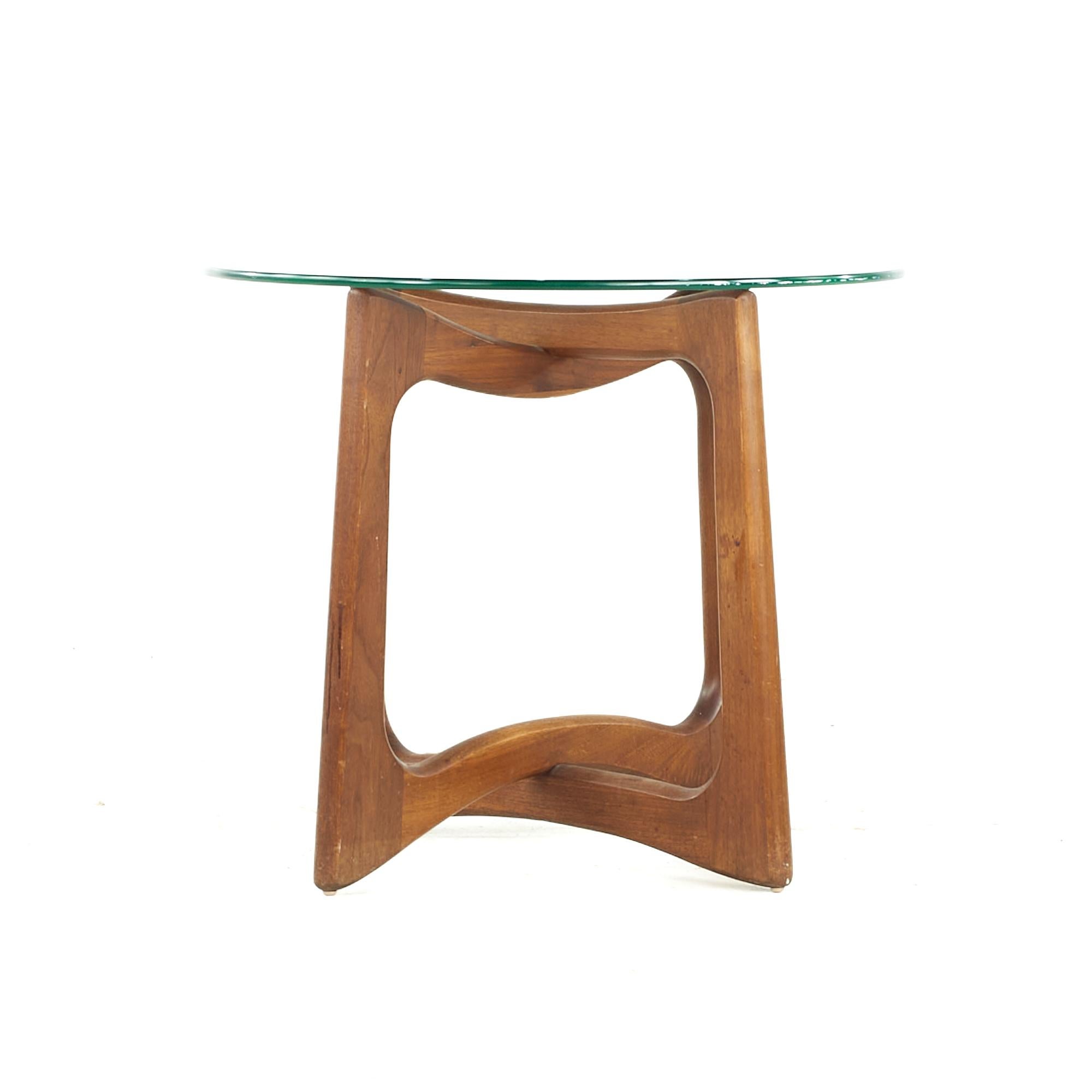 Late 20th Century Adrian Pearsall Midcentury Walnut and Glass Side Tables, Pair For Sale