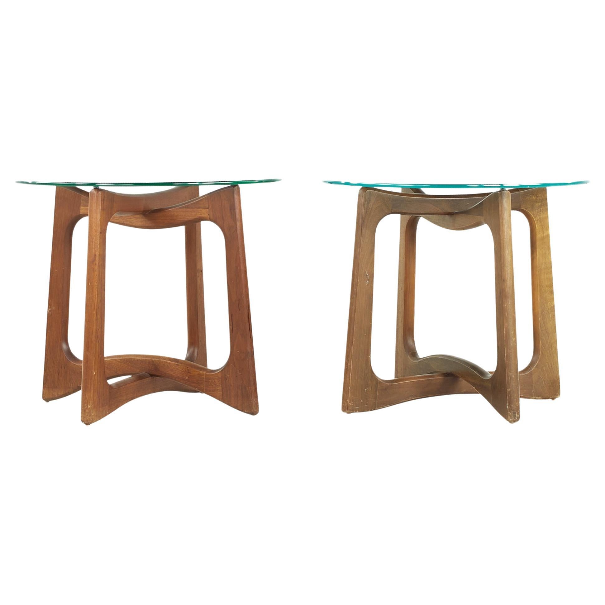 Adrian Pearsall Midcentury Walnut and Glass Side Tables, Pair For Sale