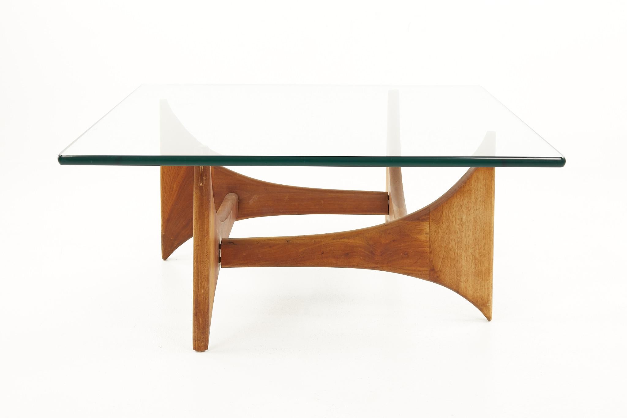 Adrian Pearsall mid century walnut and glass square coffee table

This table measures: 36.75 wide x 36.75 deep x 15.75 inches high

All pieces of furniture can be had in what we call restored vintage condition. That means the piece is restored