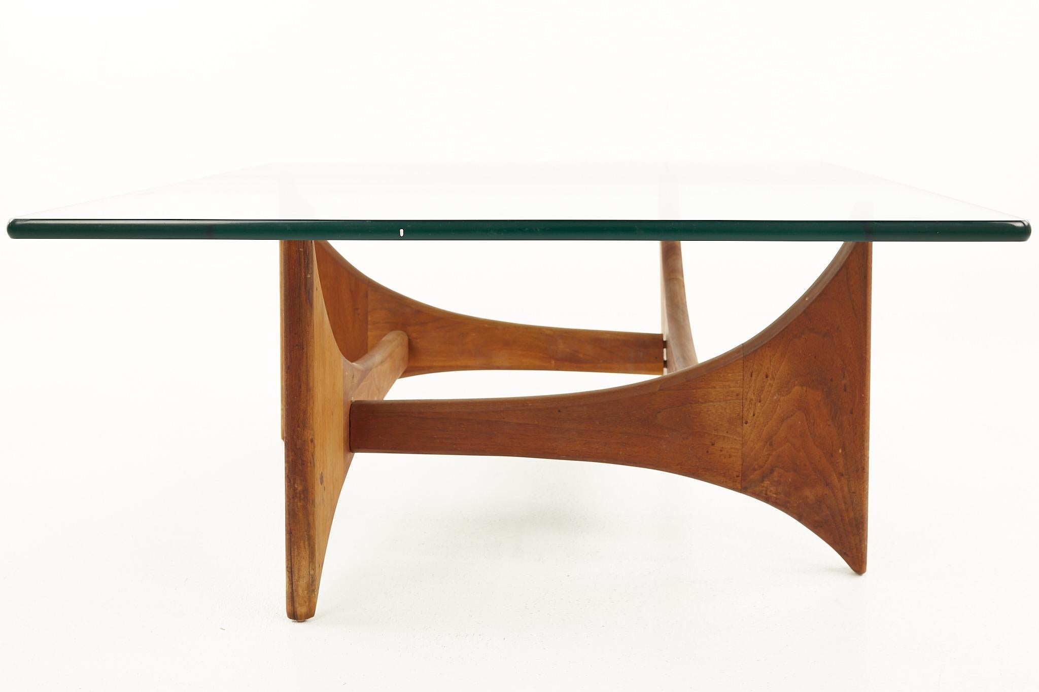 American Adrian Pearsall Mid Century Walnut and Glass Square Coffee Table