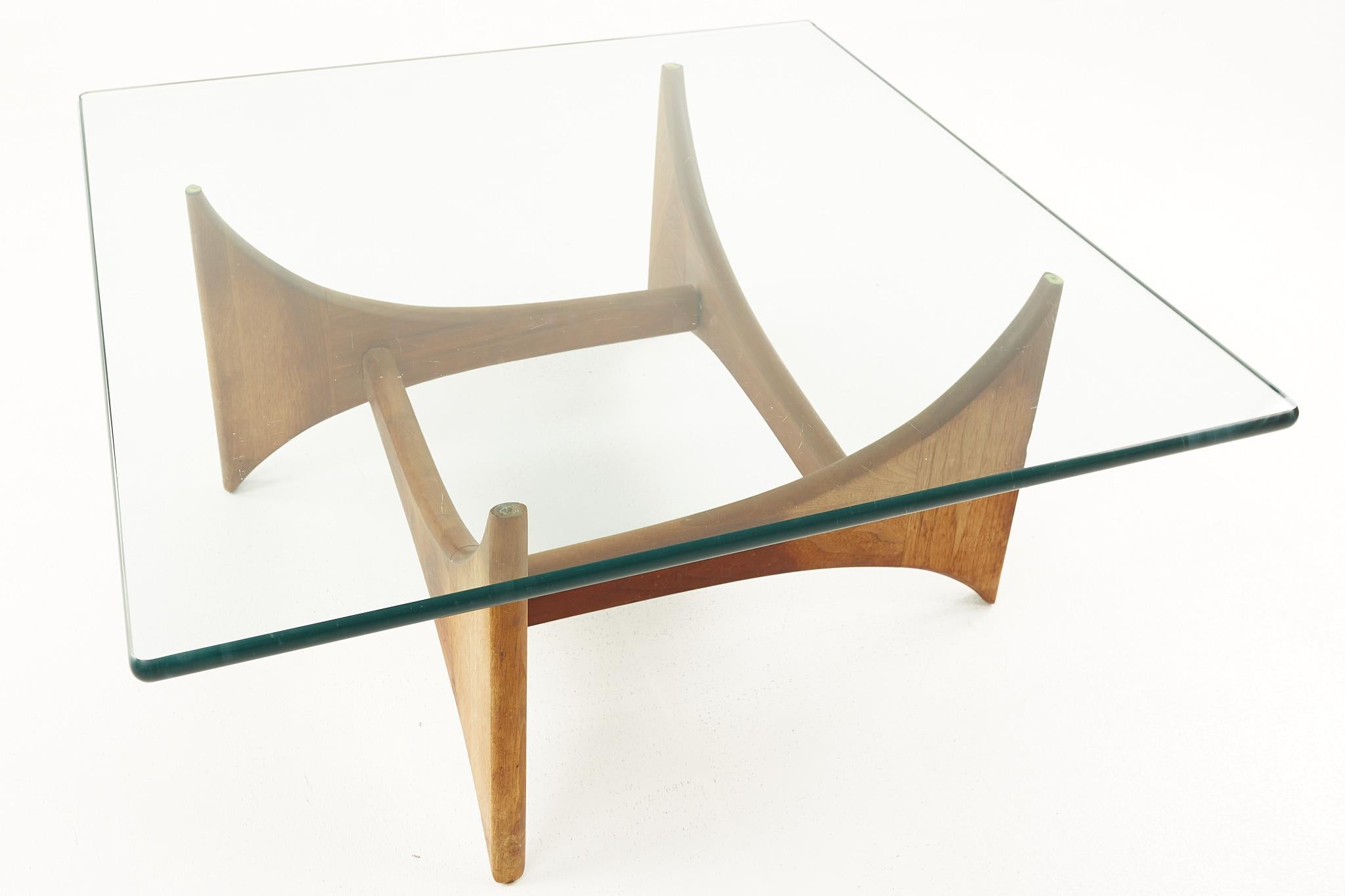 Late 20th Century Adrian Pearsall Mid Century Walnut and Glass Square Coffee Table