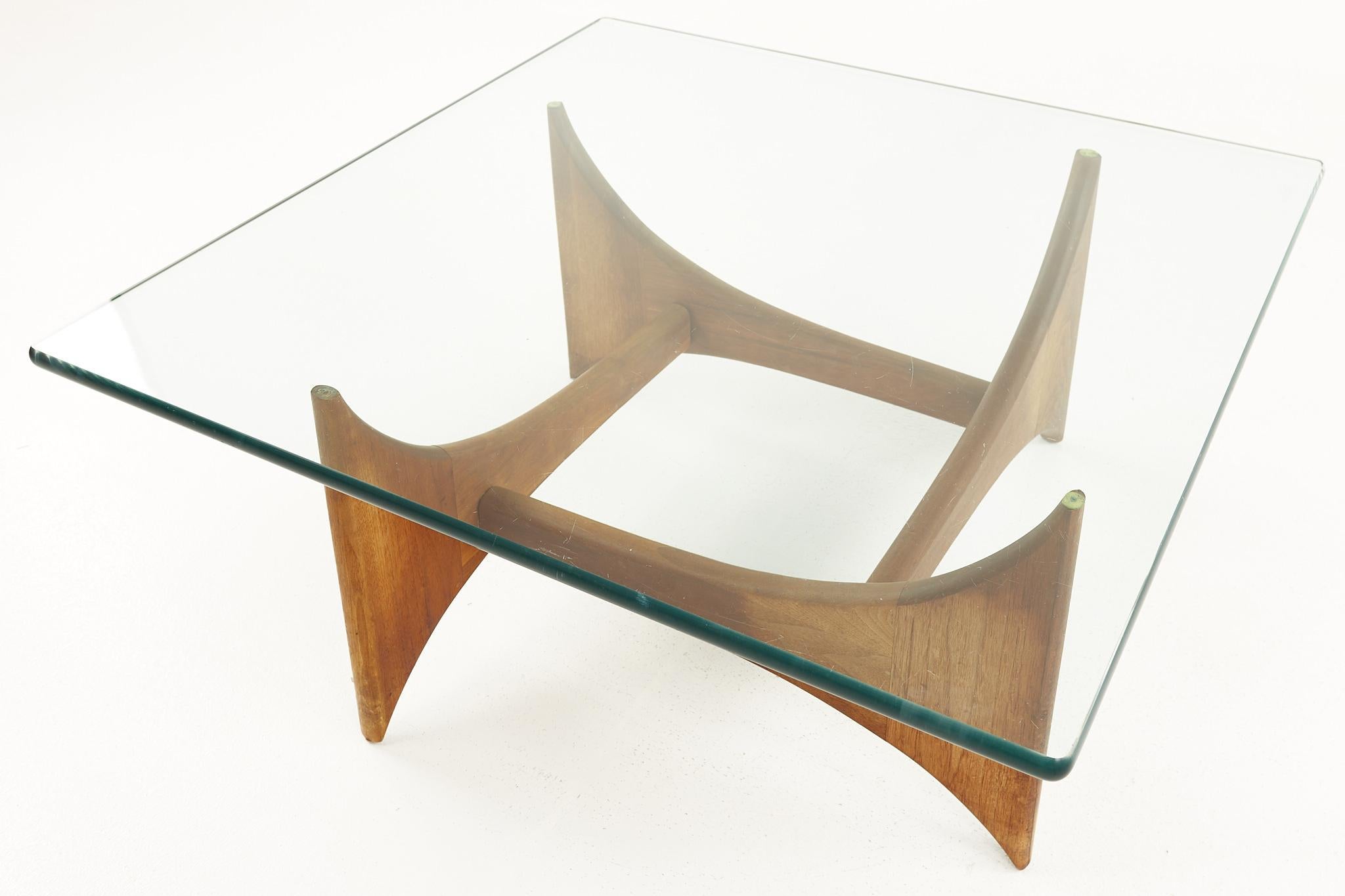 Adrian Pearsall Mid Century Walnut and Glass Square Coffee Table 1
