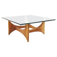 Adrian Pearsall Mid Century Walnut and Glass Square Coffee Table