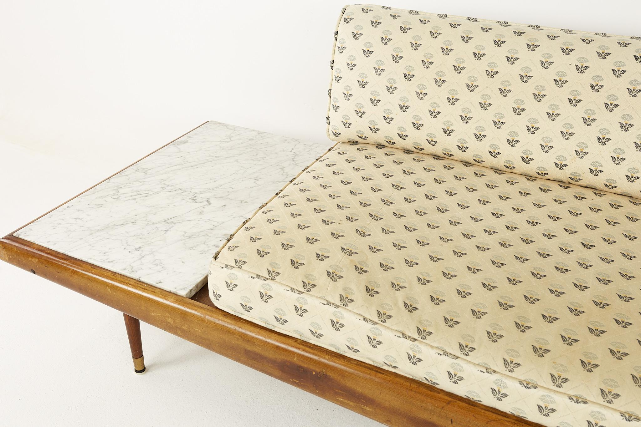 Adrian Pearsall Mid Century Walnut and Marble Sofa  For Sale 3