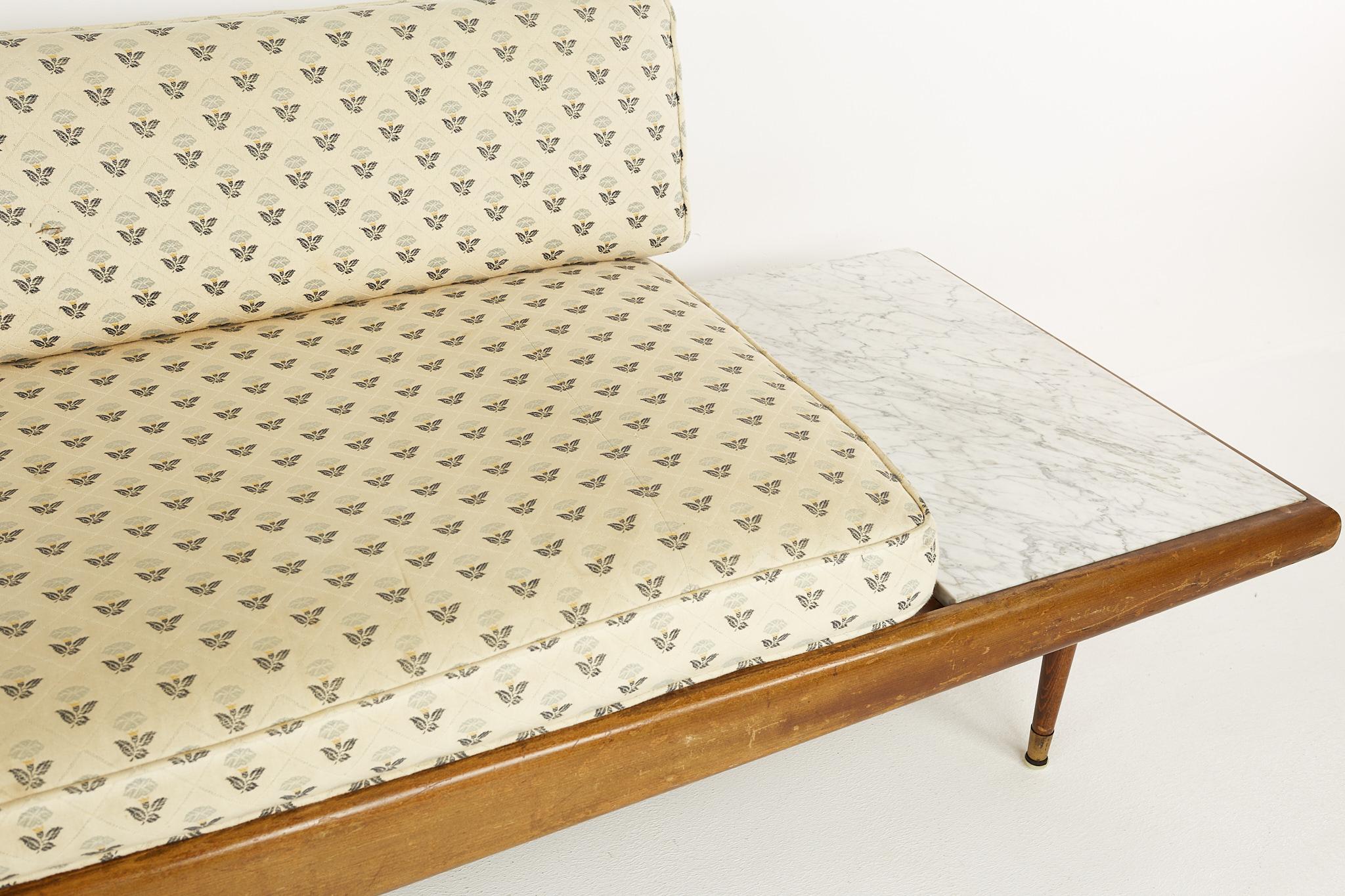 Adrian Pearsall Mid Century Walnut and Marble Sofa  For Sale 4