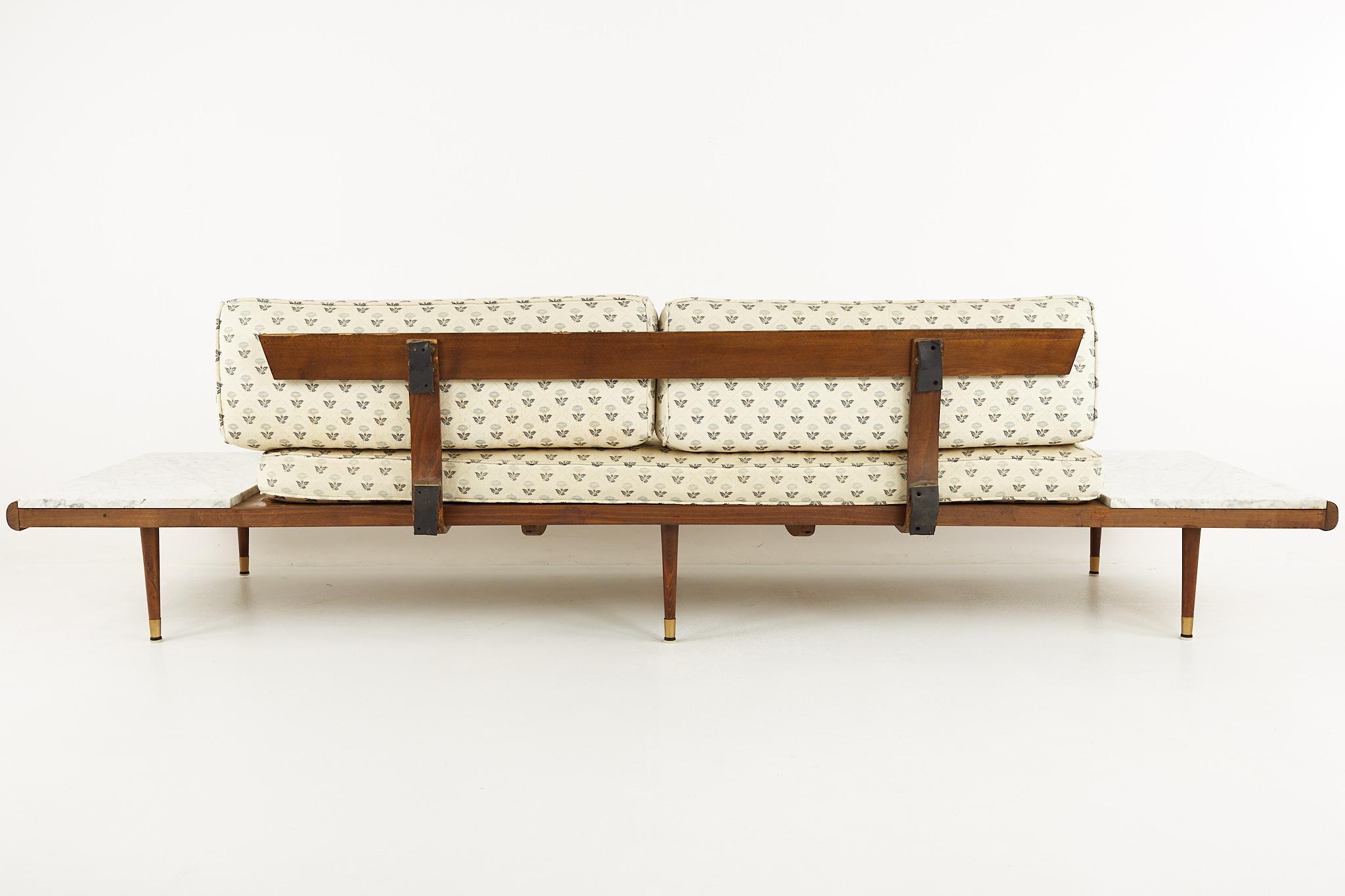 Adrian Pearsall Mid Century Walnut and Marble Sofa  For Sale 5