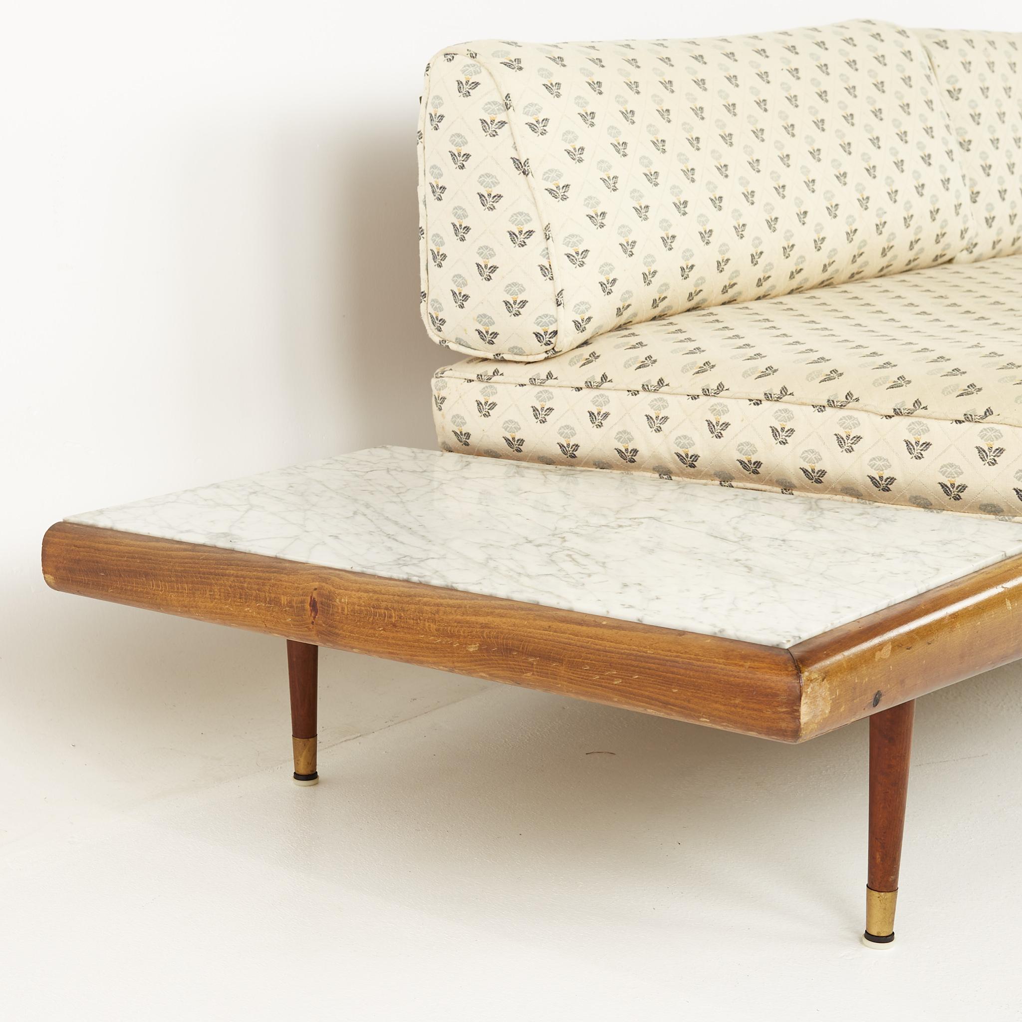 Mid-Century Modern Adrian Pearsall Mid Century Walnut and Marble Sofa  For Sale