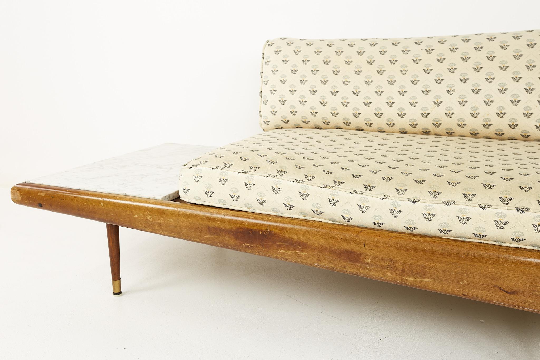 Late 20th Century Adrian Pearsall Mid Century Walnut and Marble Sofa  For Sale