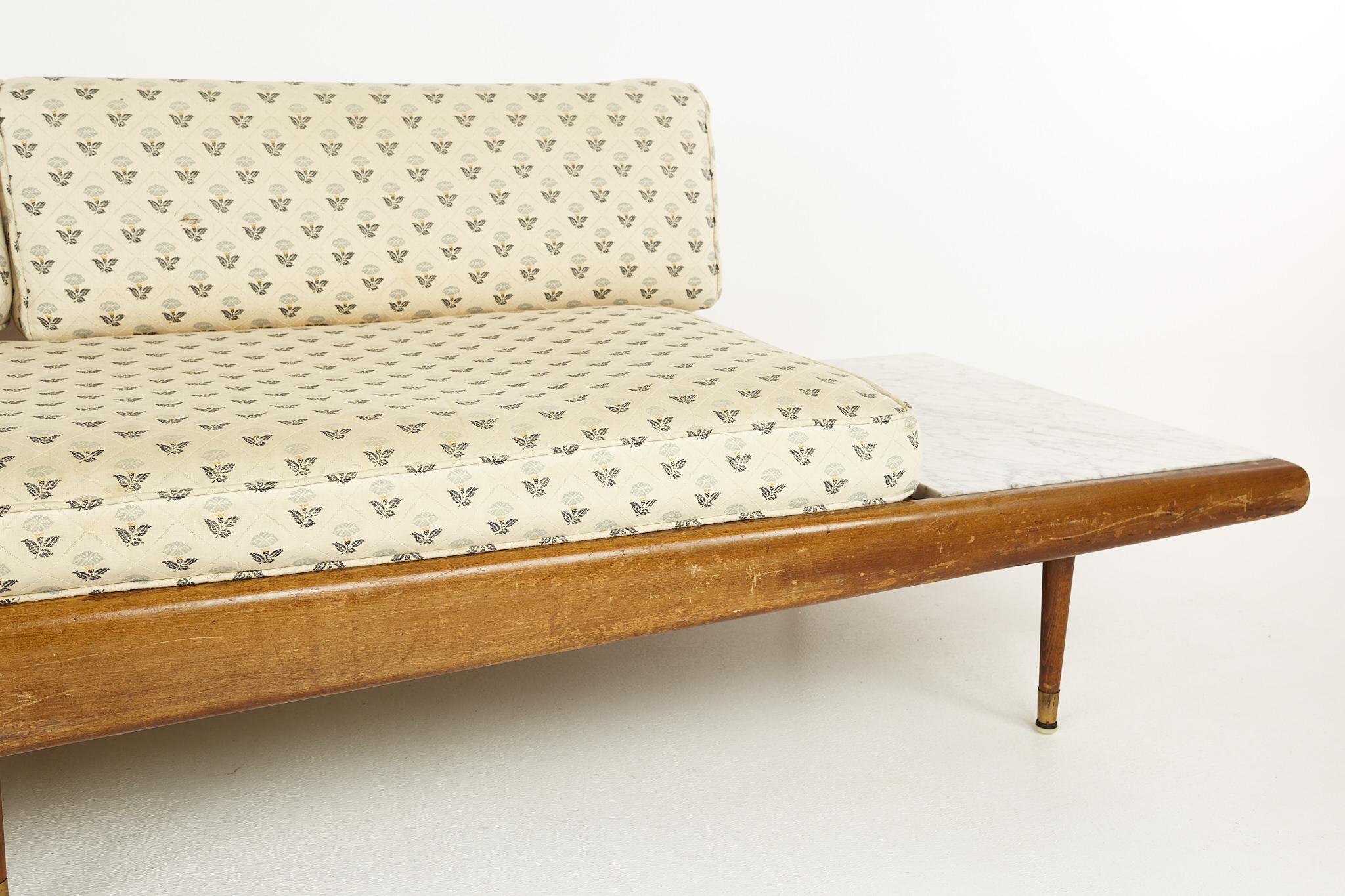 Adrian Pearsall Mid Century Walnut and Marble Sofa  For Sale 2