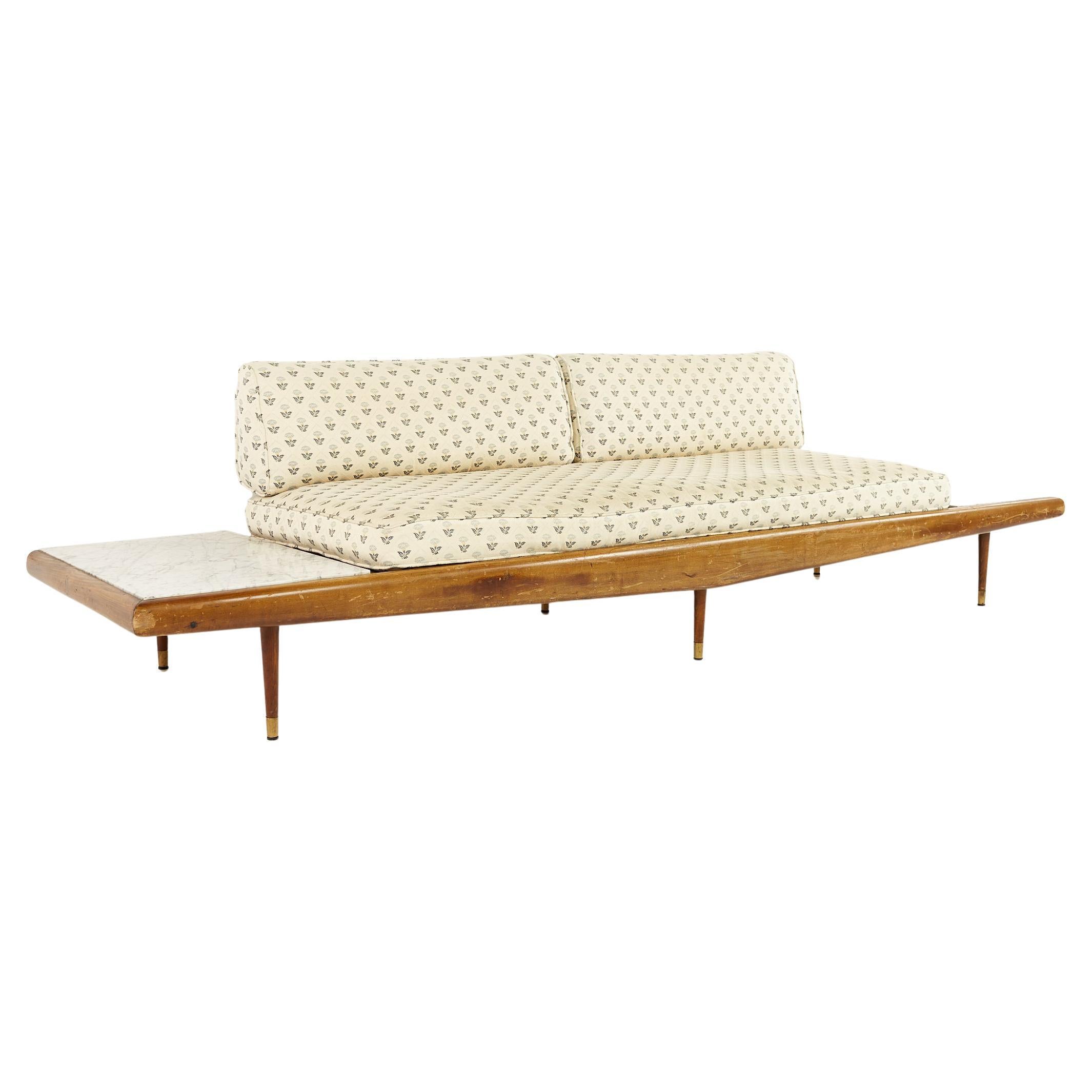 Adrian Pearsall Mid Century Walnut and Marble Sofa 