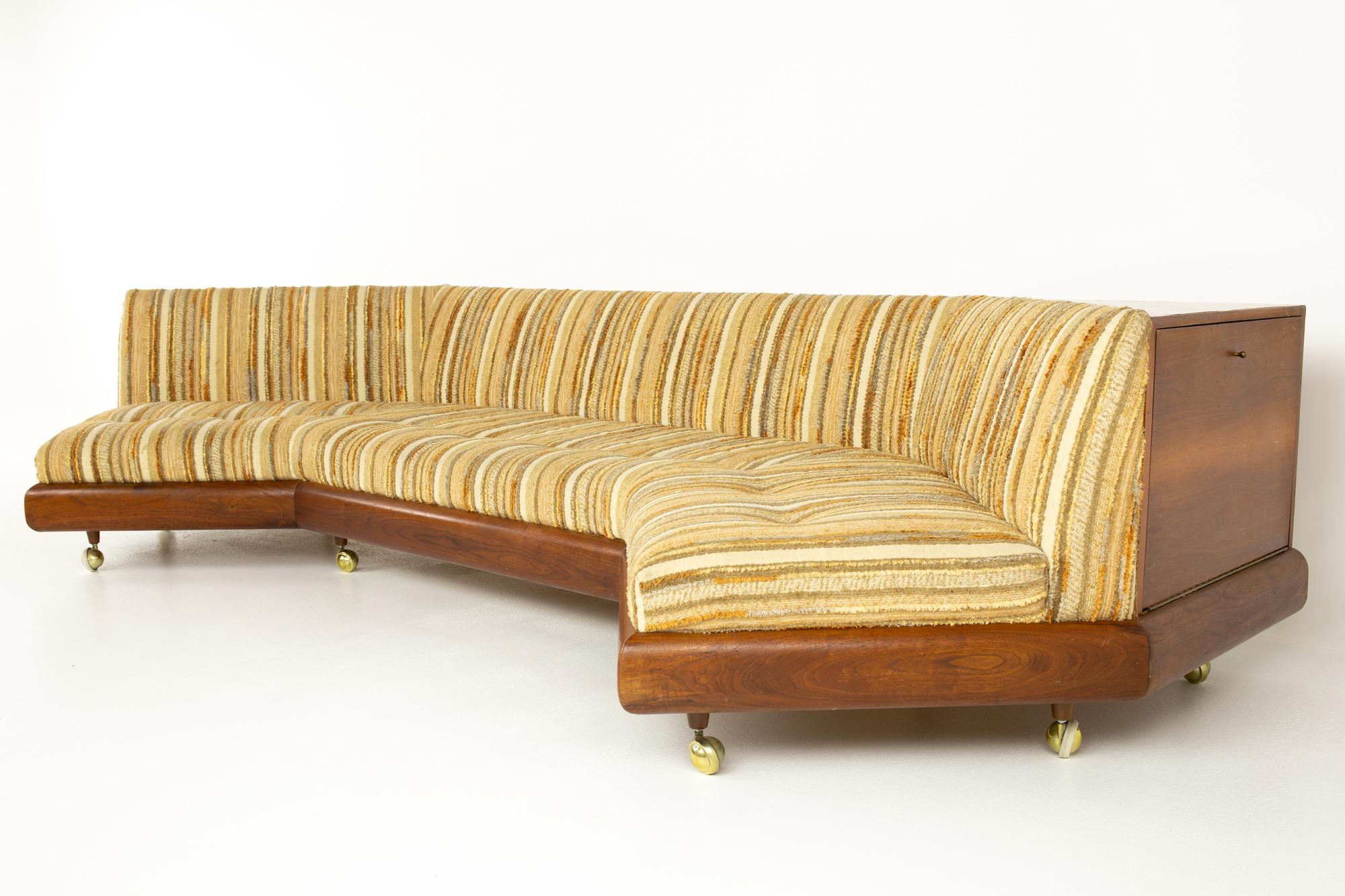 Mid-Century Modern Adrian Pearsall Mid Century Walnut and Velvet Boomerang Storage Sofa
