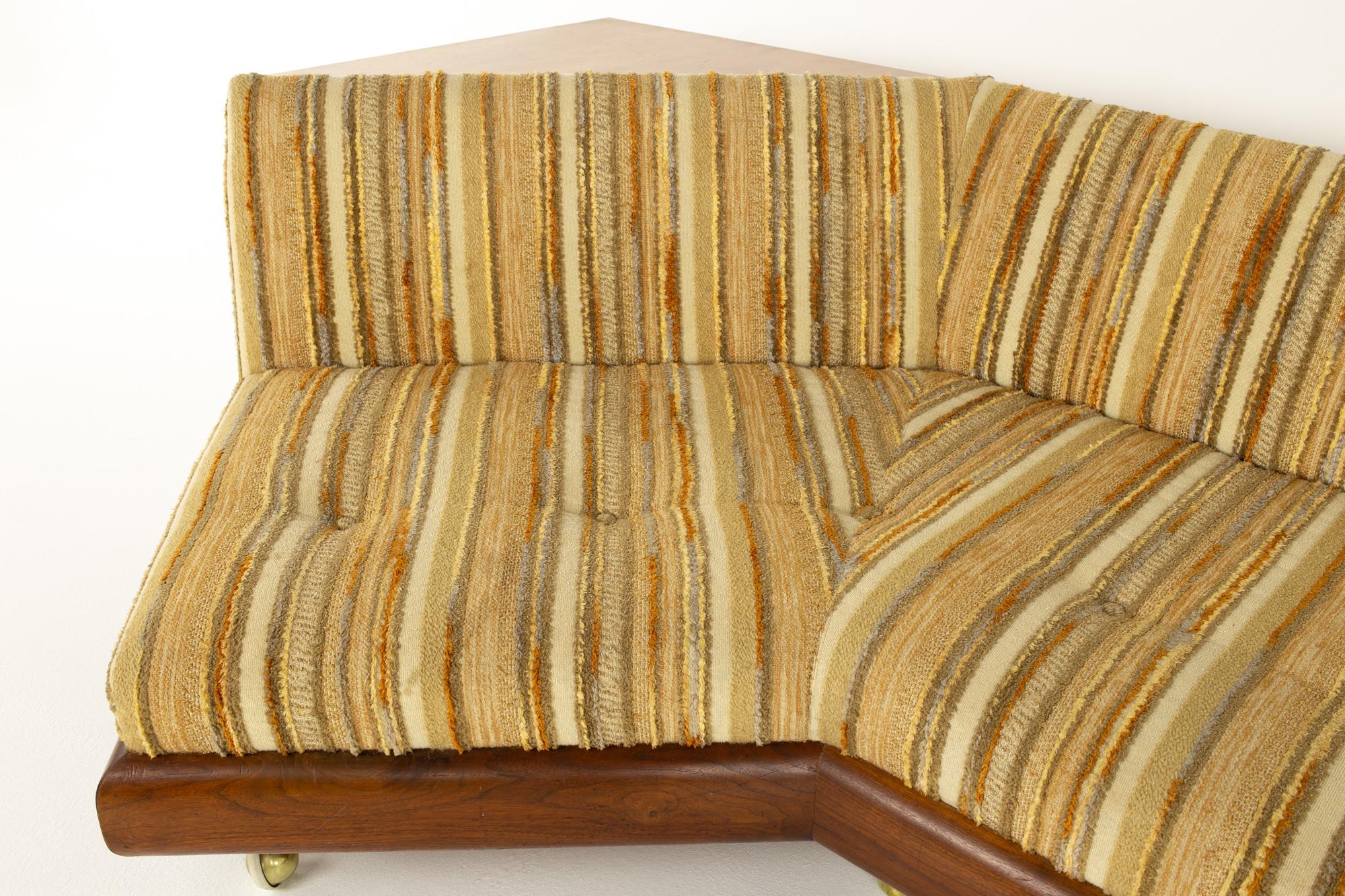 Adrian Pearsall Mid Century Walnut and Velvet Boomerang Storage Sofa 1