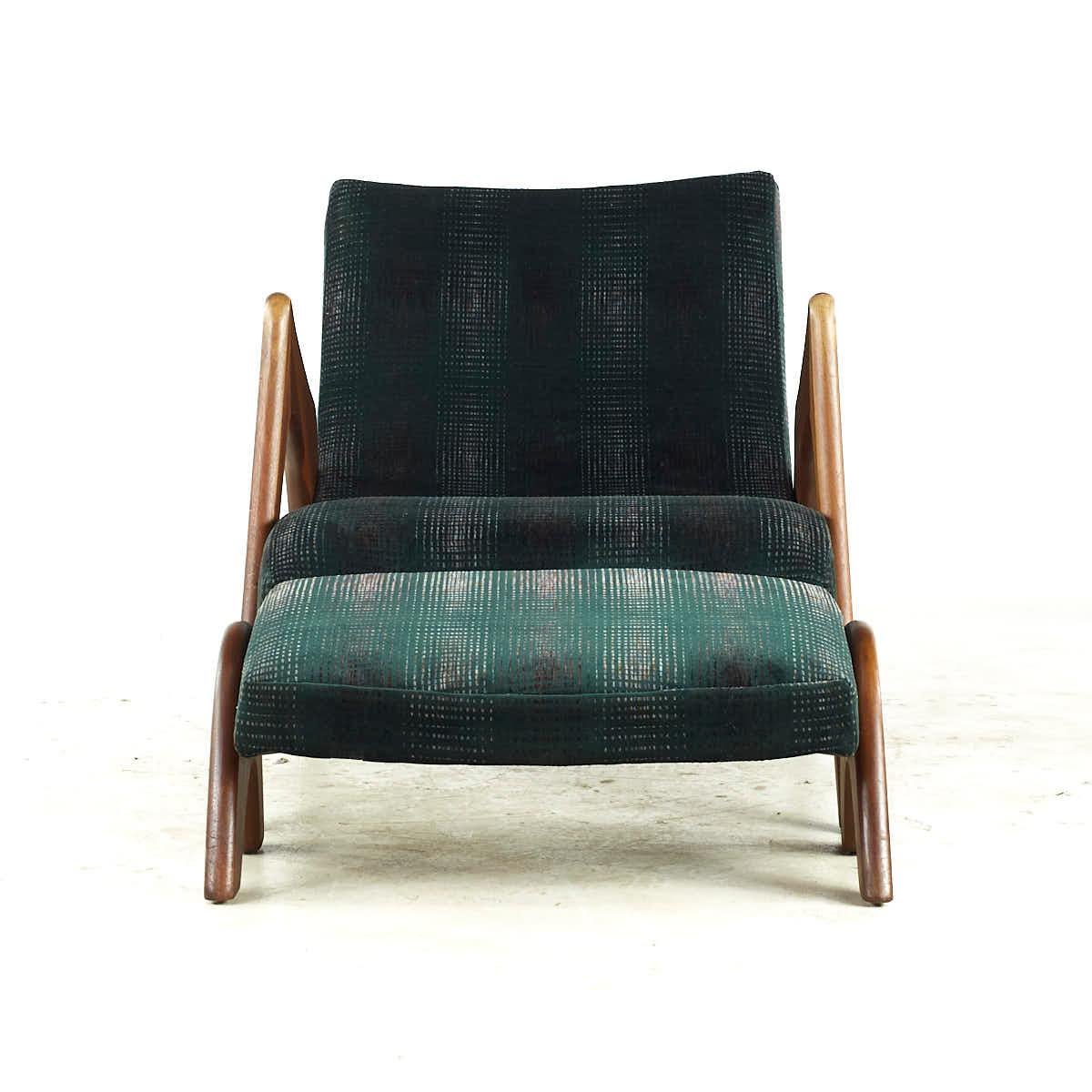 Adrian Pearsall Mid Century Walnut Grasshopper Lounge Chair with Ottoman

The chair measures: 26 wide x 50 deep x 28.75 high, with a seat height of 11 inches and arm height/chair clearance of 23.5 inches
The ottoman measures: 26.5 wide x 16.5 deep x