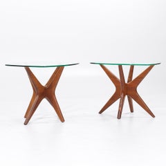 Adrian Pearsall Mid Century Walnut Jacks Side Tables - Pair