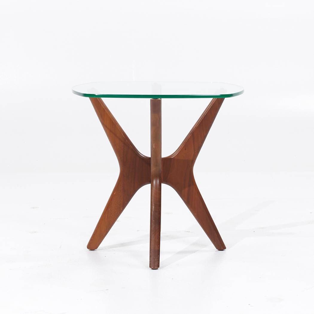 Glass Adrian Pearsall Mid Century Walnut Jacks Side Tables - Pair For Sale