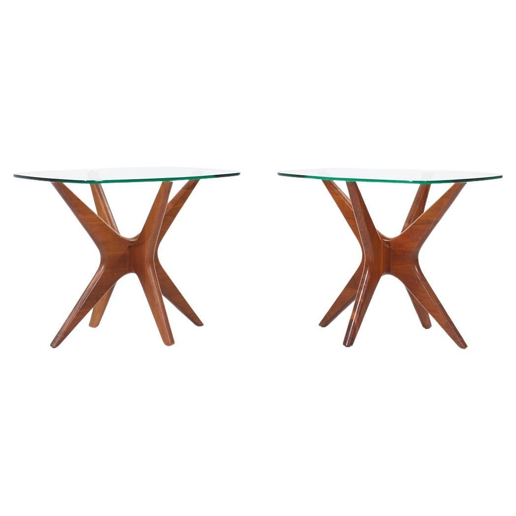 Adrian Pearsall Mid Century Walnut Jacks Side Tables - Pair