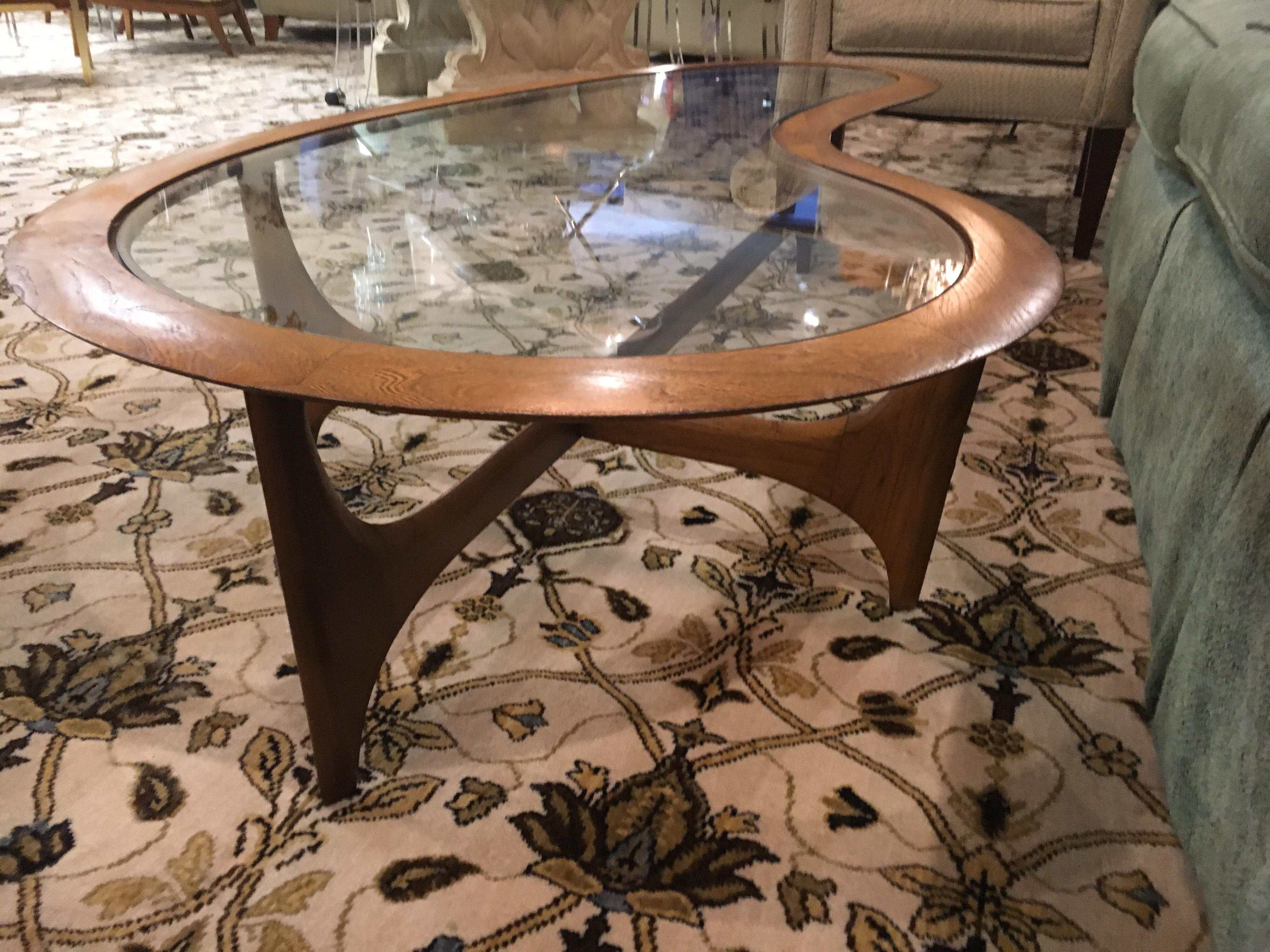 Adrian Pearsall Mid-Century  XL Kidney Glass Boomerang Cocktail Coffee Table 2