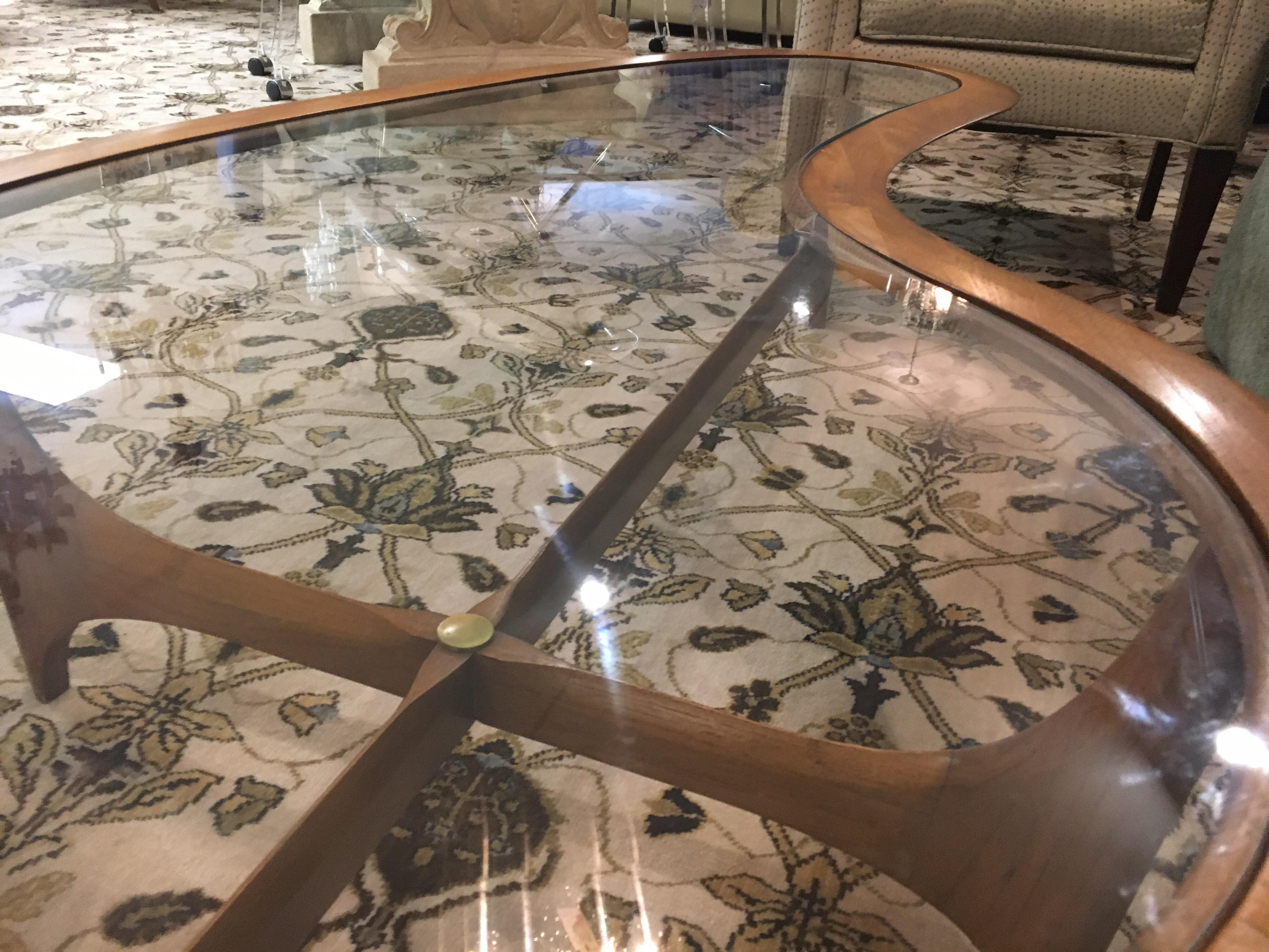 Adrian Pearsall Mid-Century  XL Kidney Glass Boomerang Cocktail Coffee Table 5