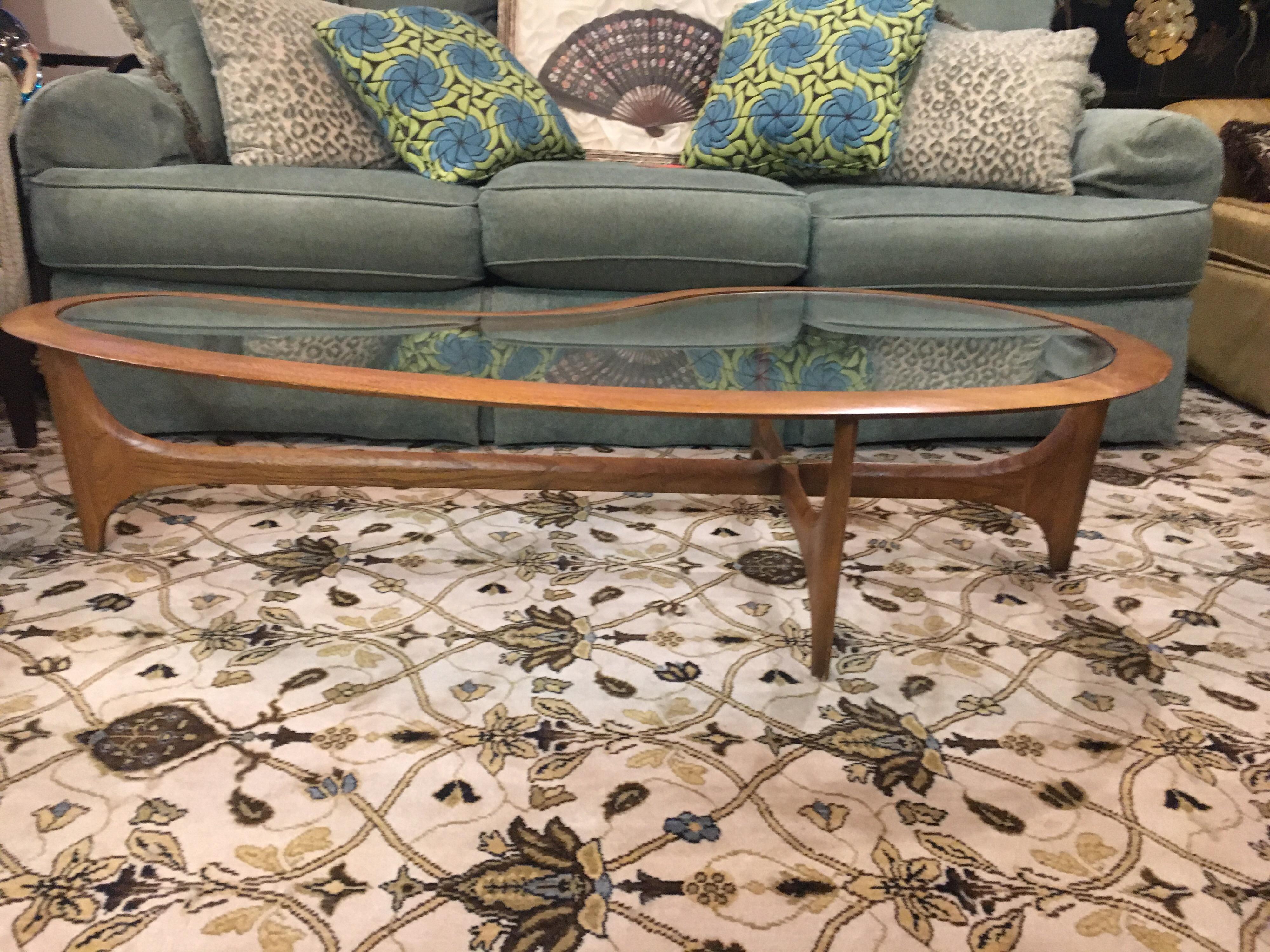 Adrian Pearsall Mid-Century  XL Kidney Glass Boomerang Cocktail Coffee Table 8