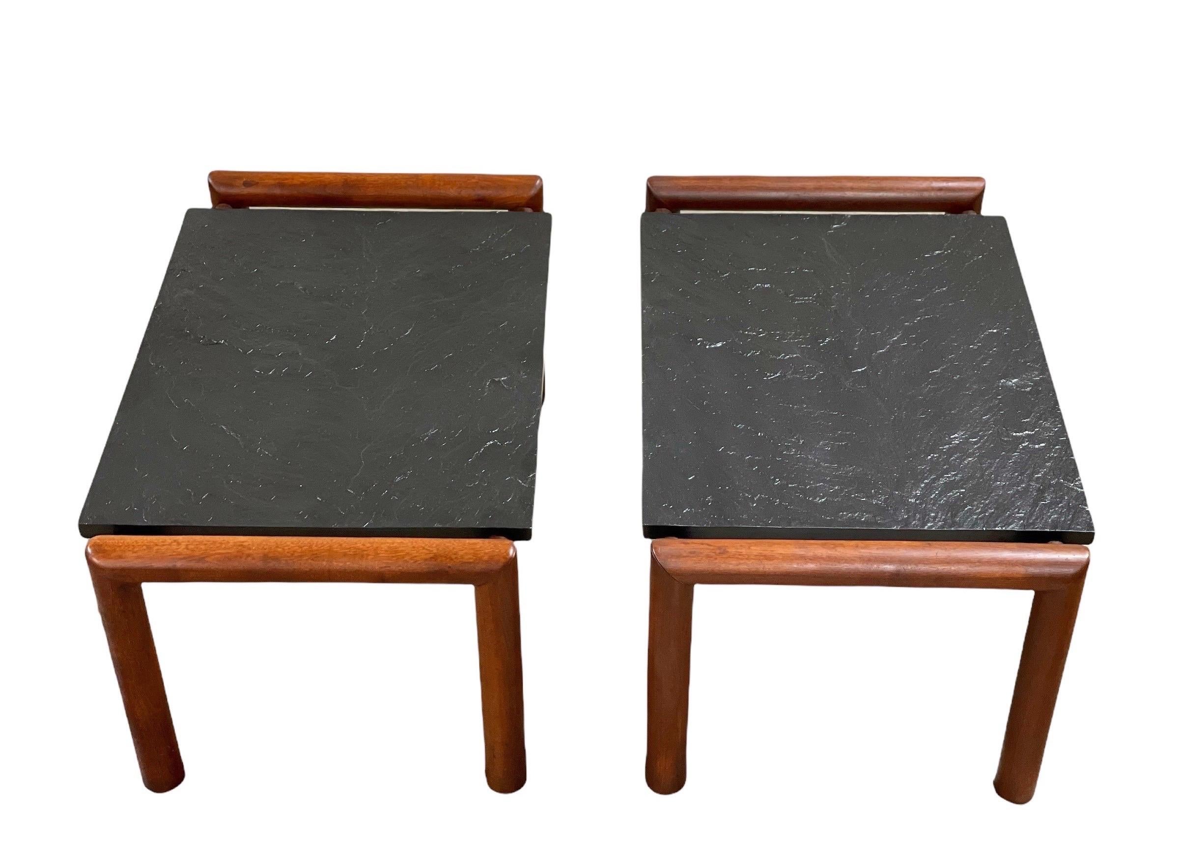 Adrian Pearsall Midcentury Organic Modern Side Tables - Walnut + Slate - a Pair 4
